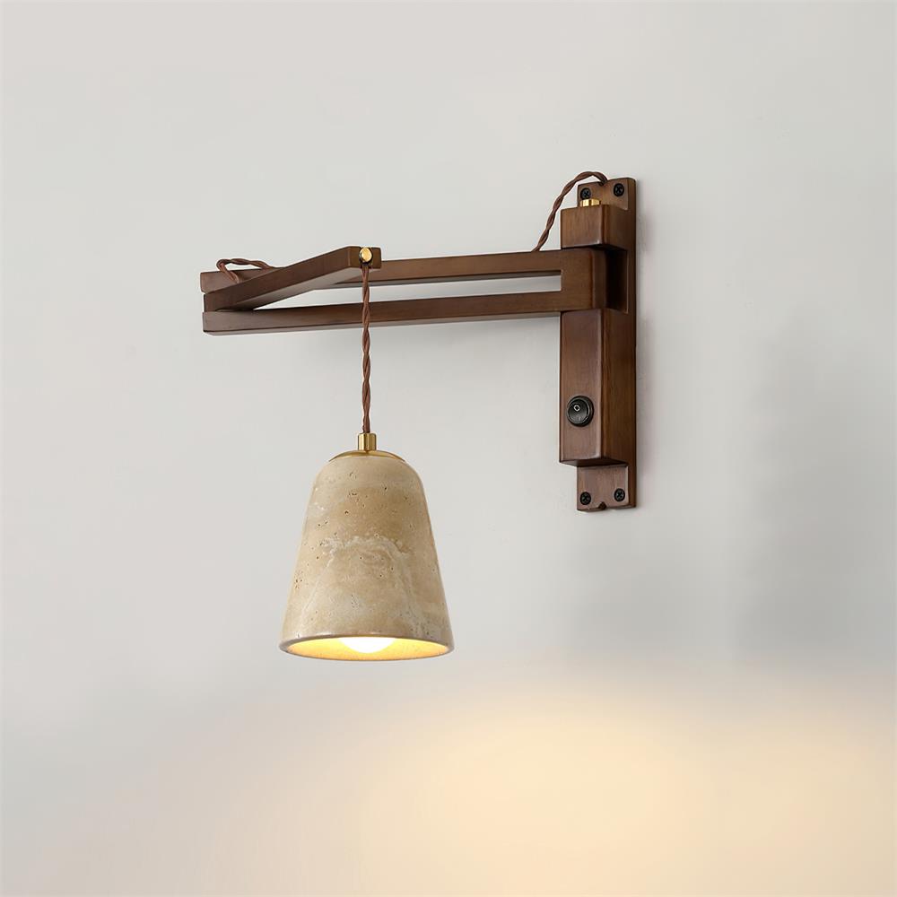 Wall Lamp with Travertine Cylinder Shade for Minimalist Ambiance - Neutralighting
