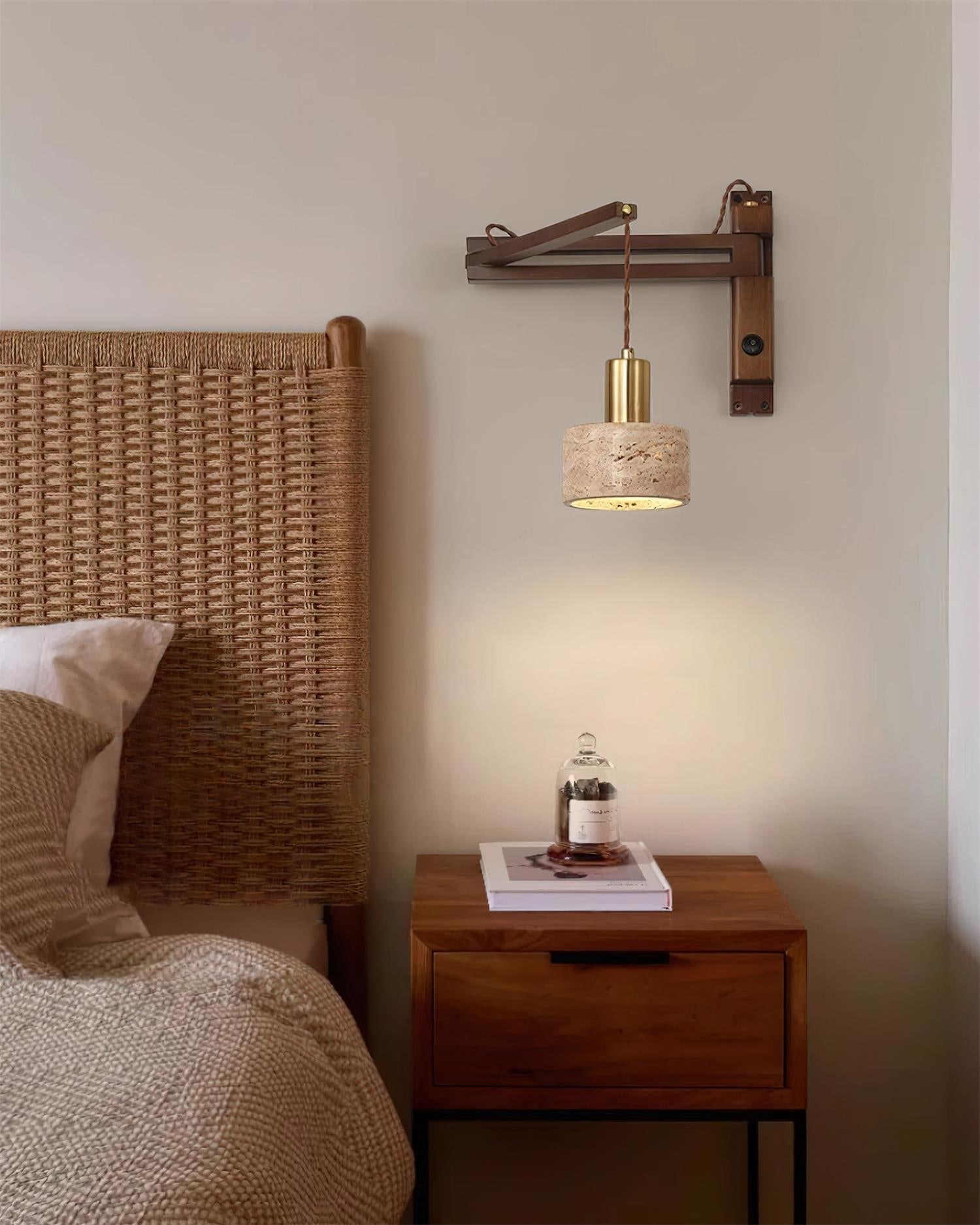 Wall Lamp with Travertine Cylinder Shade for Minimalist Ambiance - Neutralighting