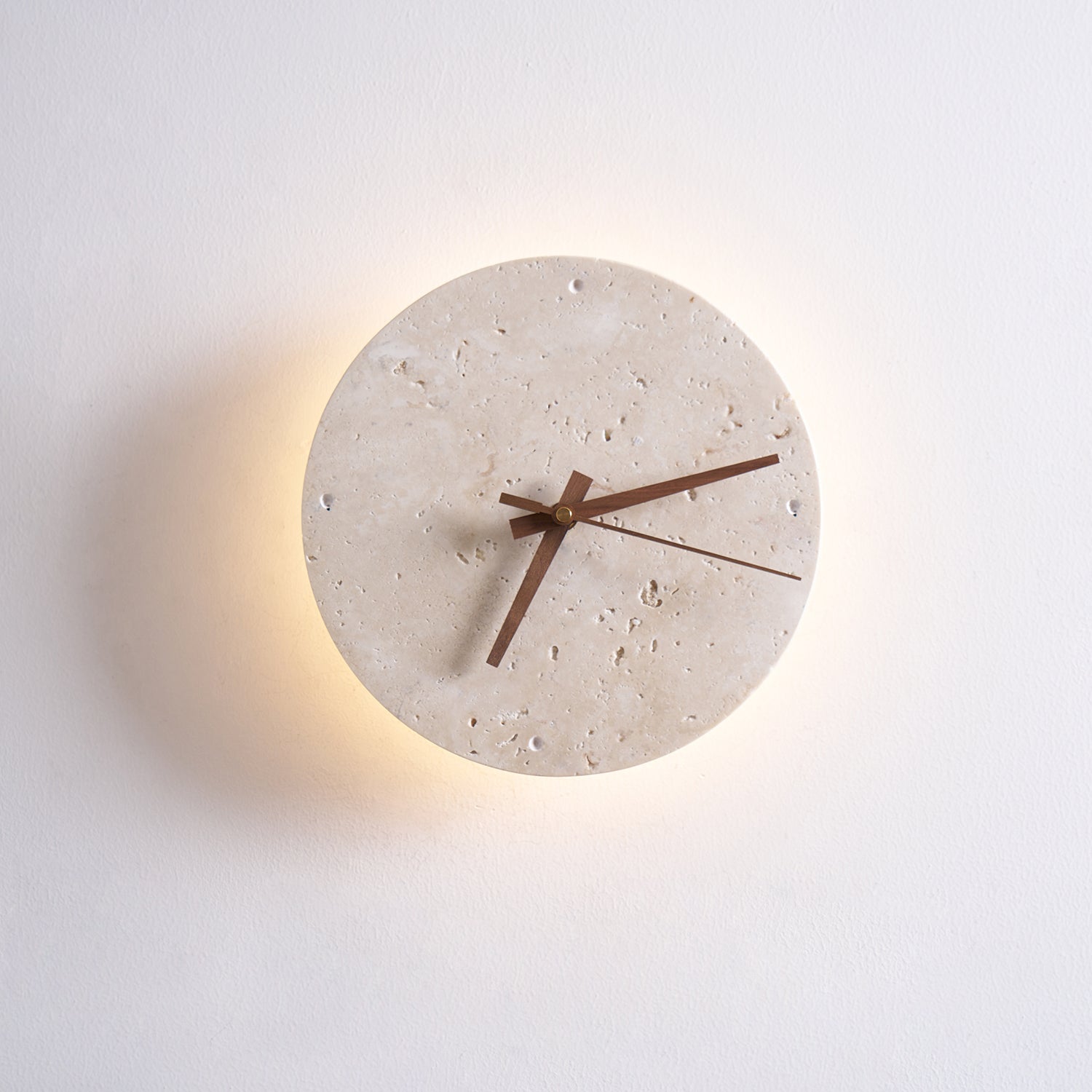 Wall Lamp Travertine Clock with Modern Minimalist Style Natural - Neutralighting