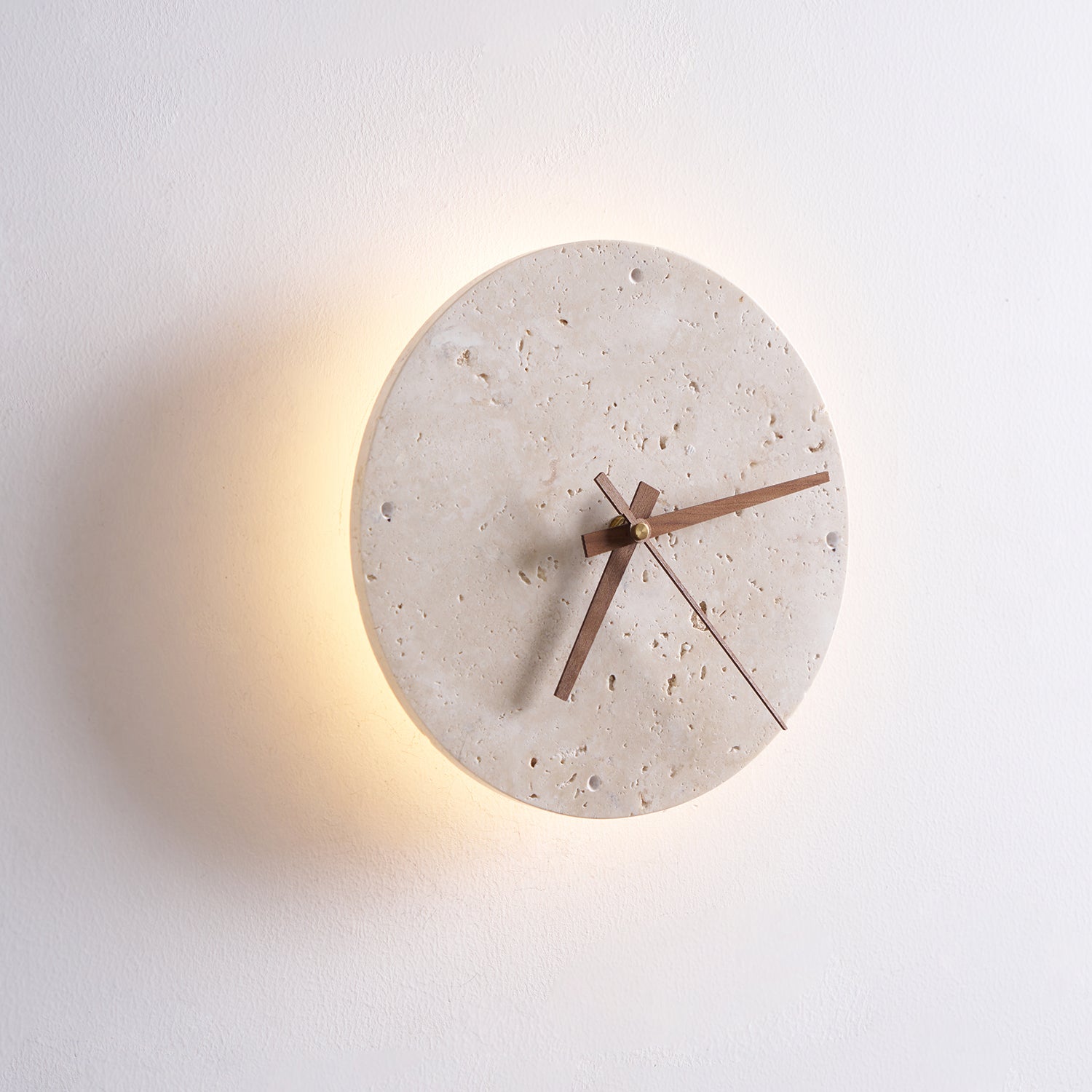 Wall Lamp Travertine Clock with Modern Minimalist Style Natural - Neutralighting