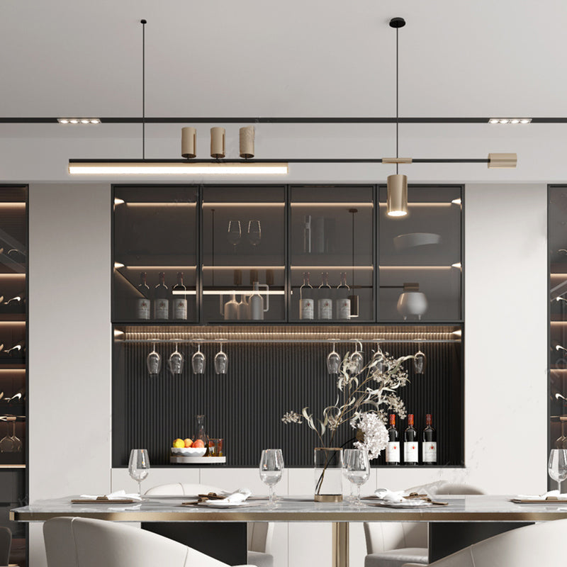 Arisha Modern Minimalist Liner Pendant Light, Gold/Black 5 Head - Neutralighting
