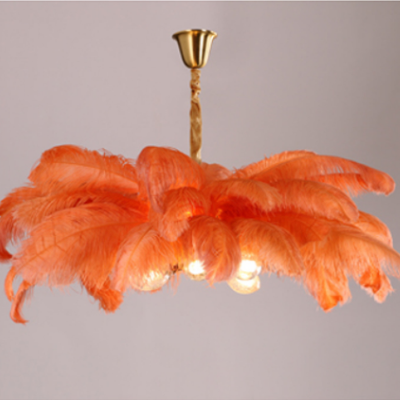 O'Moore Nordic Luxury Pendant Light, Brass/Feather - Neutralighting
