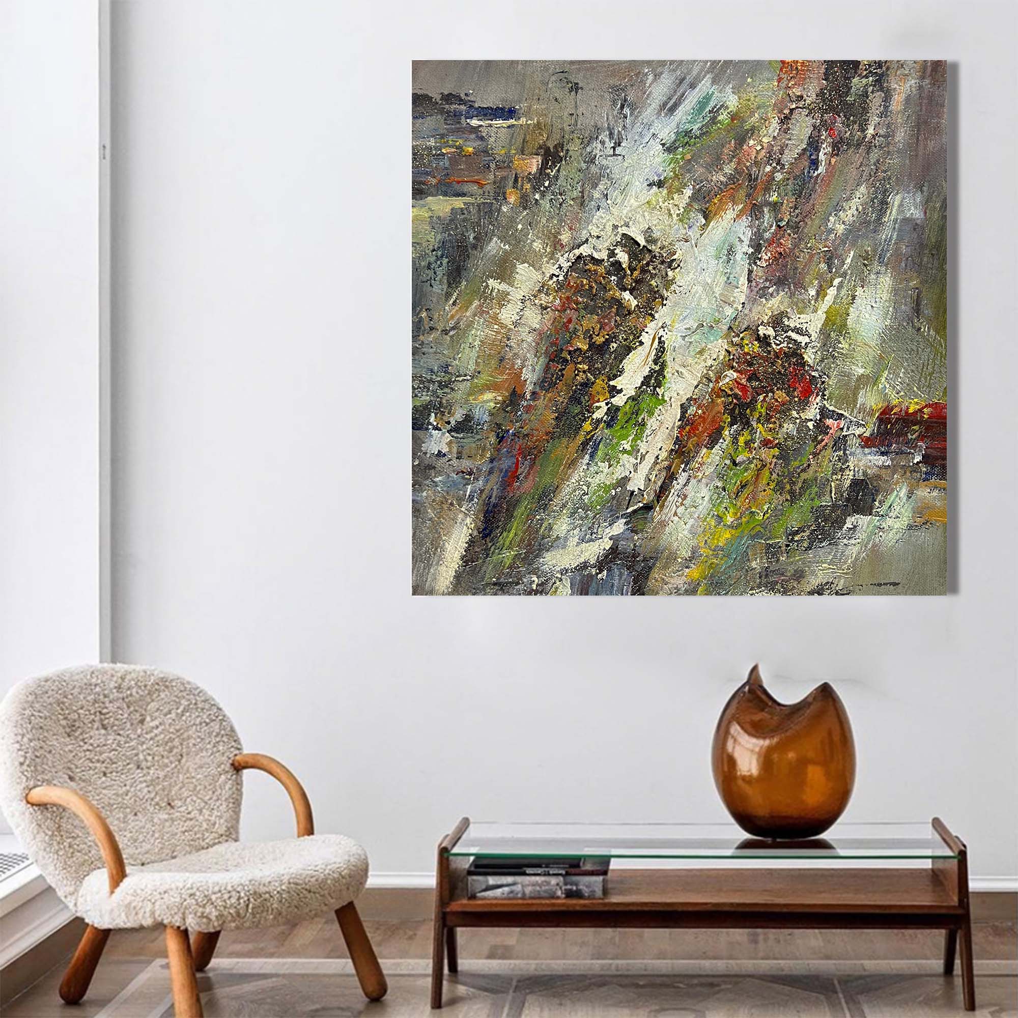 Abstract Mountain Landscape Textured Canvas Wall Art