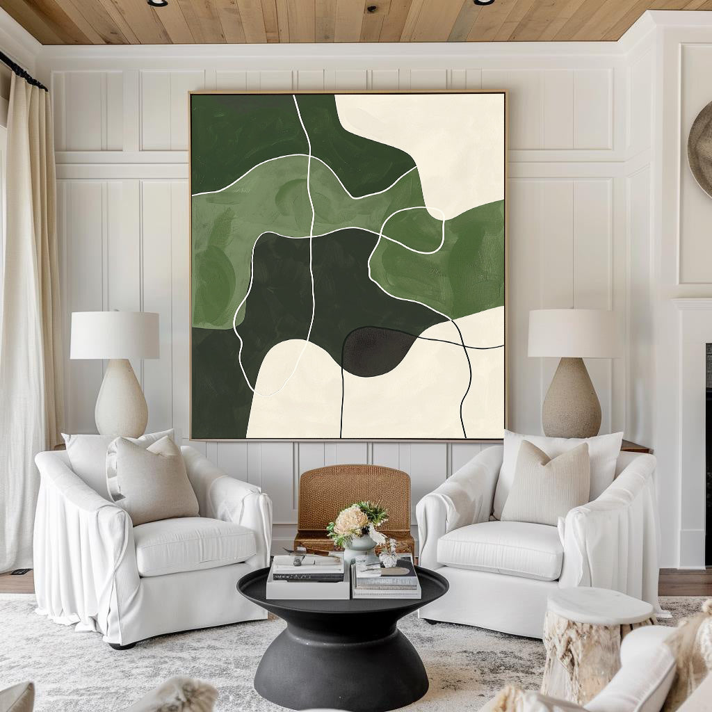 Green Abstract Organic Shapes Painting