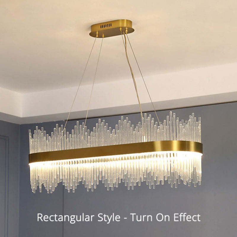 Kristy Modern Round/Rectangular Chain Chandelier, Gold - Neutralighting