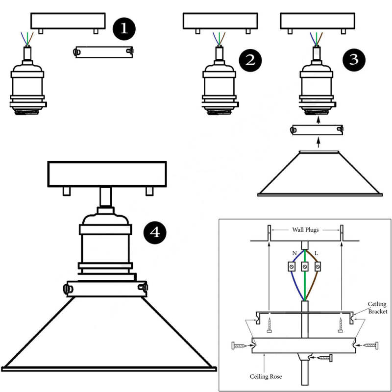 Austin Industrial Cone Metal Ceiling Light, Black - Neutralighting