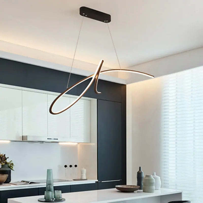 Arisha Pendant Light Irregular-curved Modern, Metal, Black/Gold, Restaurant - Neutralighting
