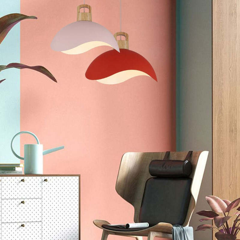 Valentina Colorful Shade Single Pendant Lights, Wood & Metal - Neutralighting