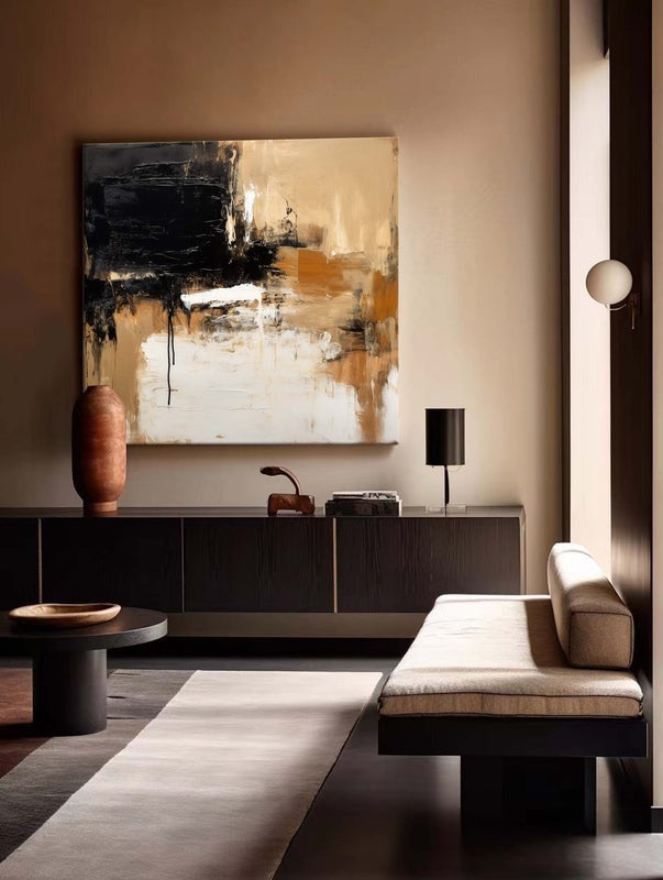 Black Gold Abstract Textured Painting