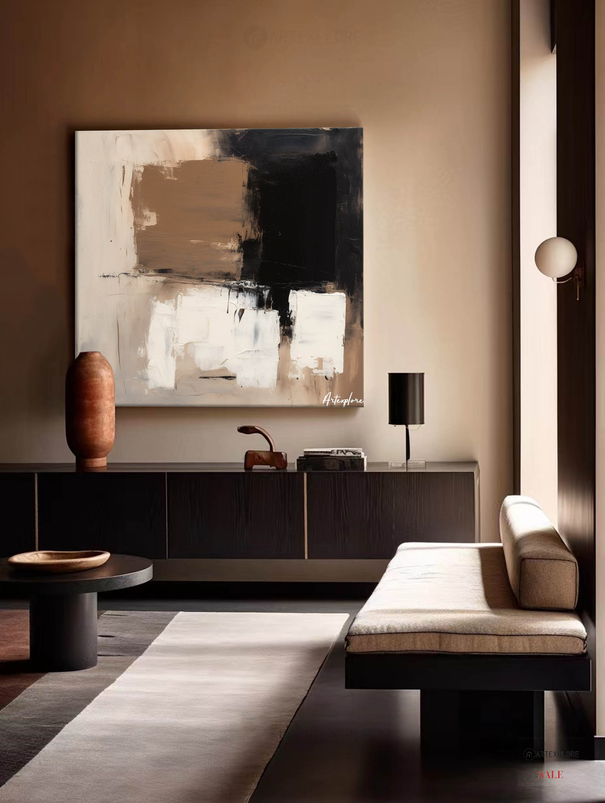 Brown Black Abstract Textured Painting