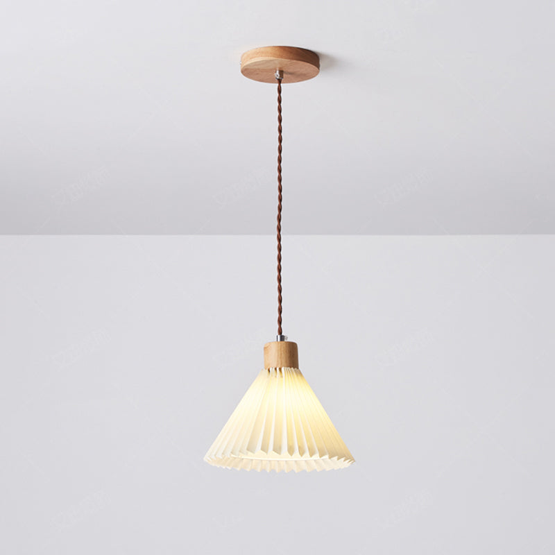 Muto Pendant Light Umbrella Shape Art, Wood, White, Bedroom - Neutralighting