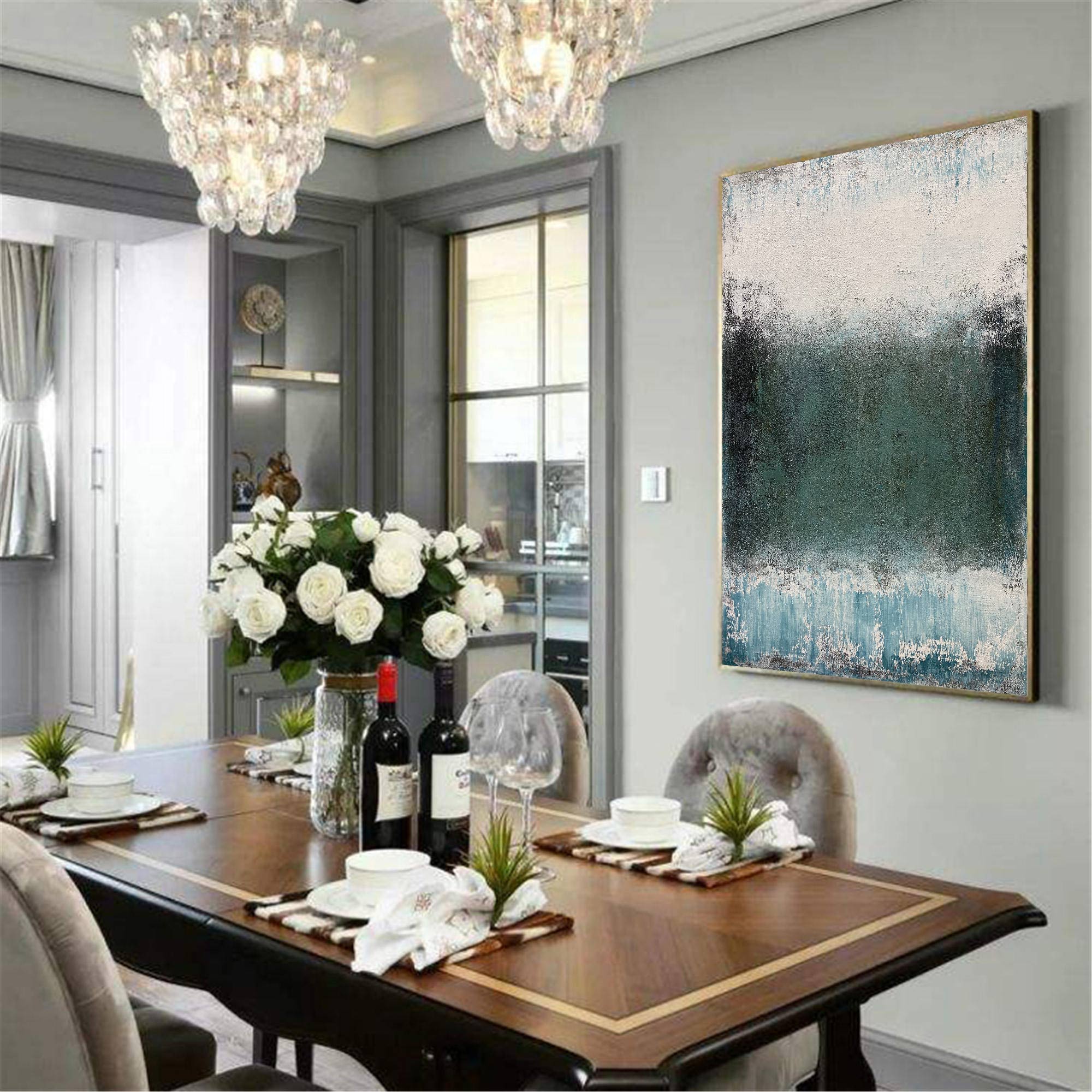 Isolde Teal Abstract Canvas Wall Art
