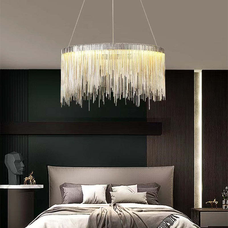 Arisha Tassel Chain Art Deco Pendant Light Silver/Gold Living Room/Hall - Neutralighting