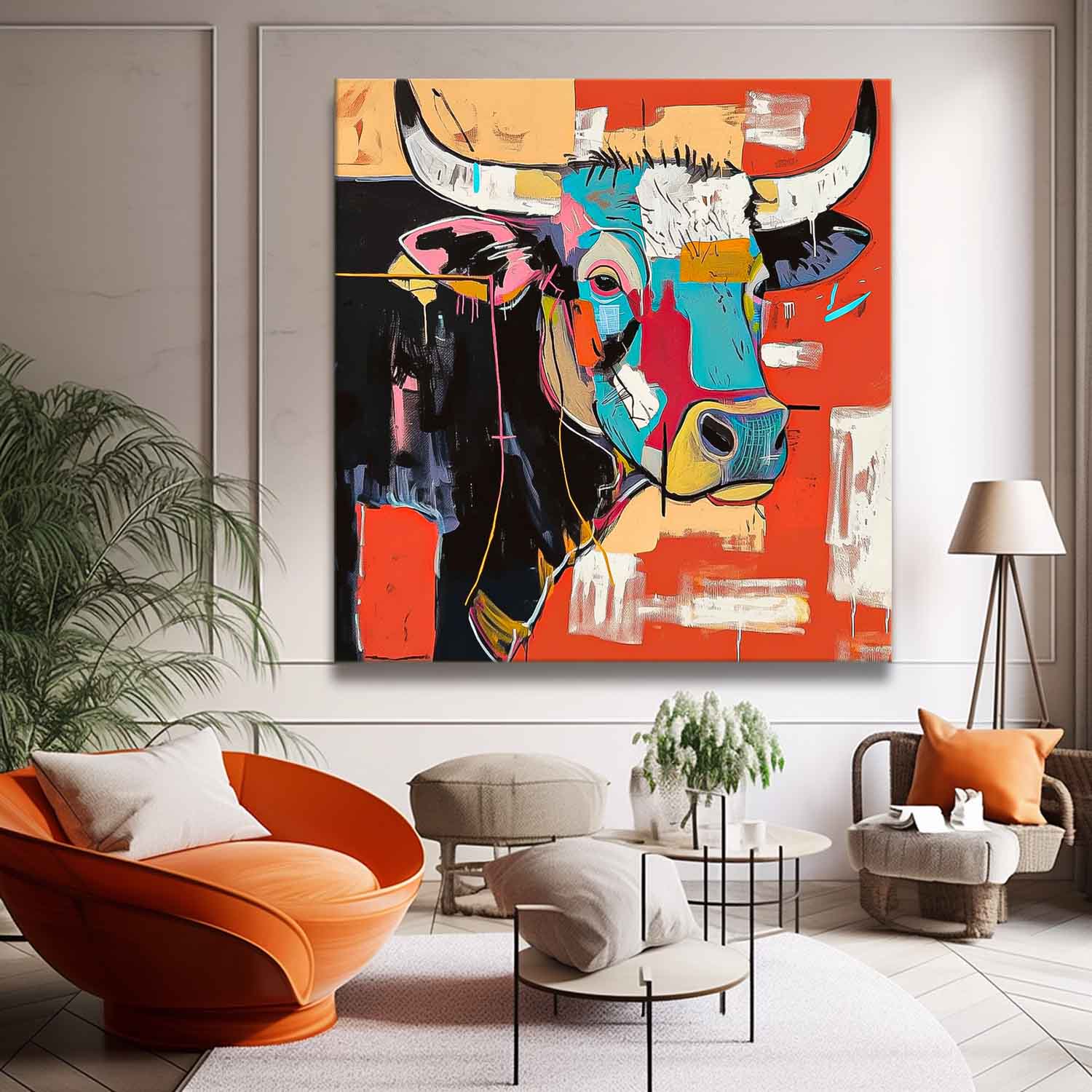 Wall Art Animal Abstract Pop Vibrant Bull