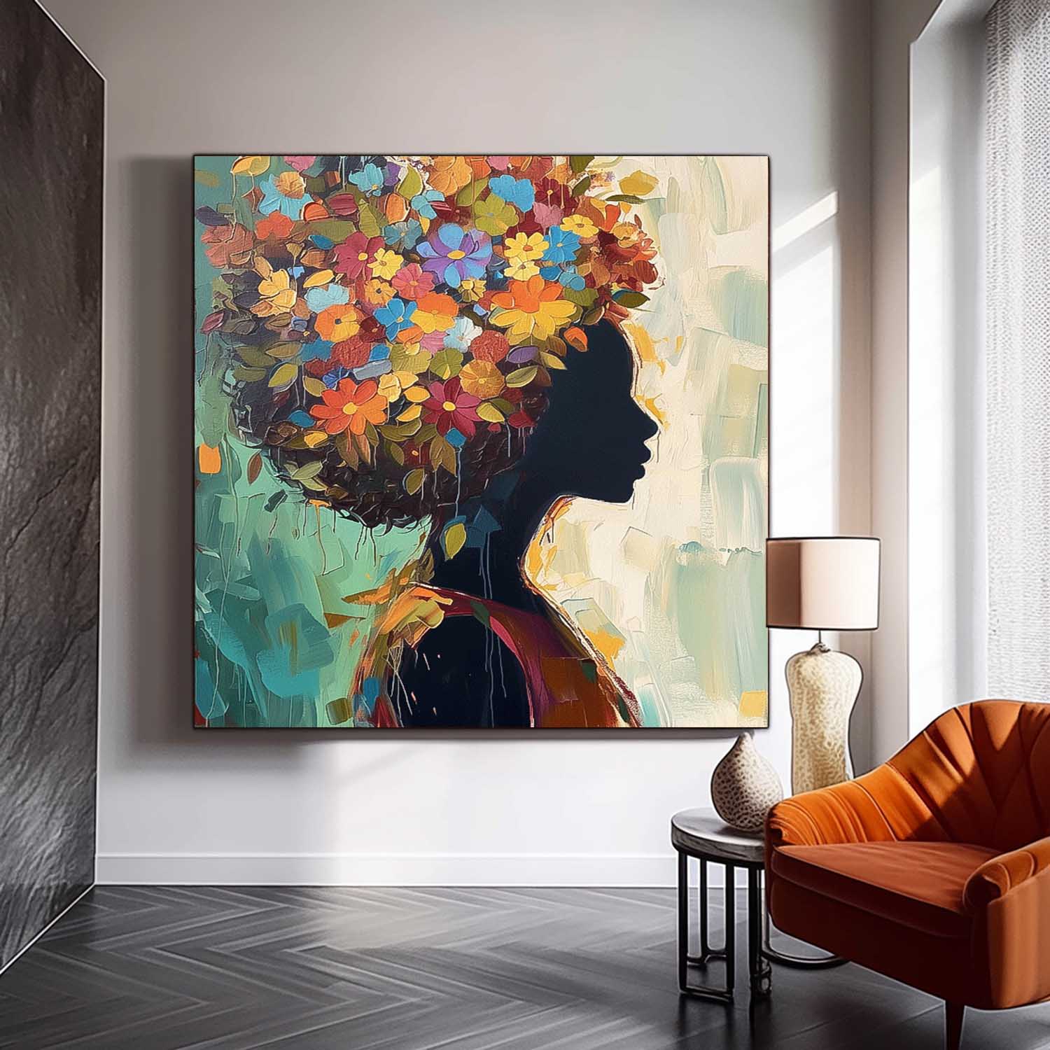 Wall Art People Dense Floral Scene Modern