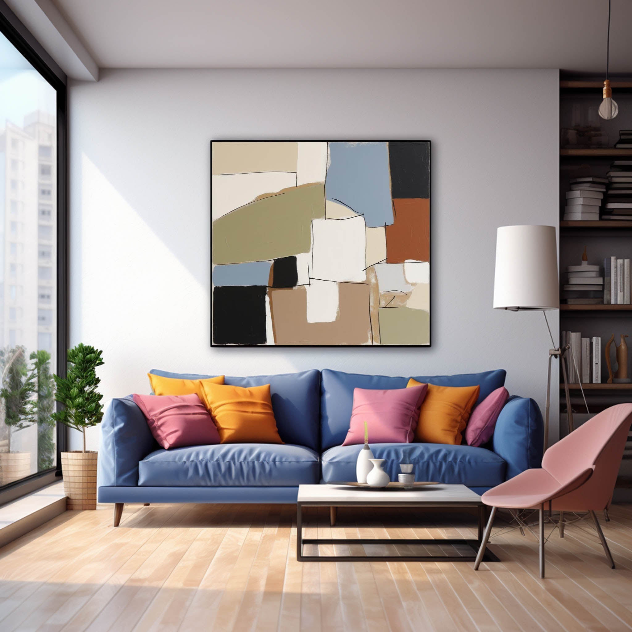 Wall Art Abstract Geometric Serene Painterly