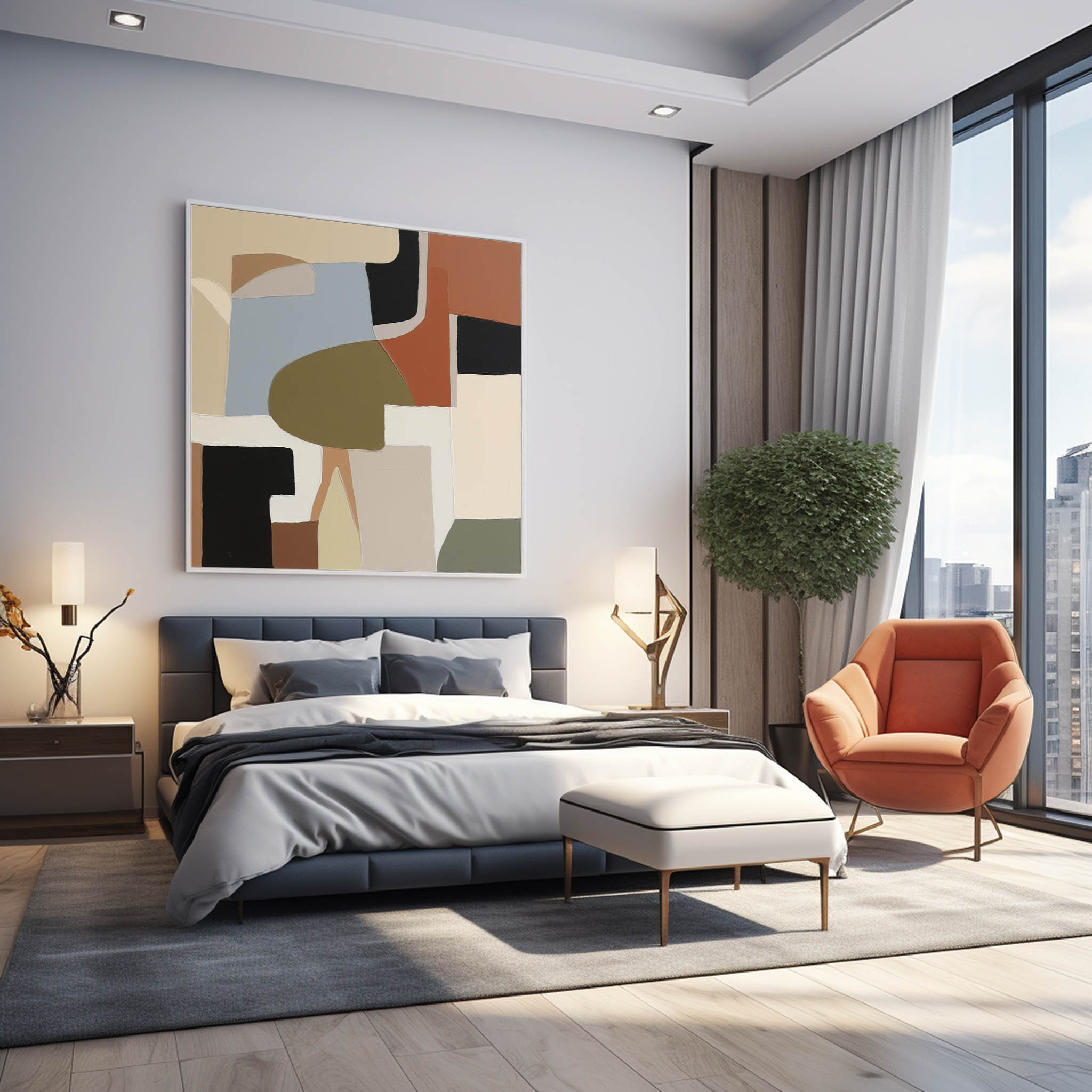 Wall Art Abstract Minimalist Geometric Block
