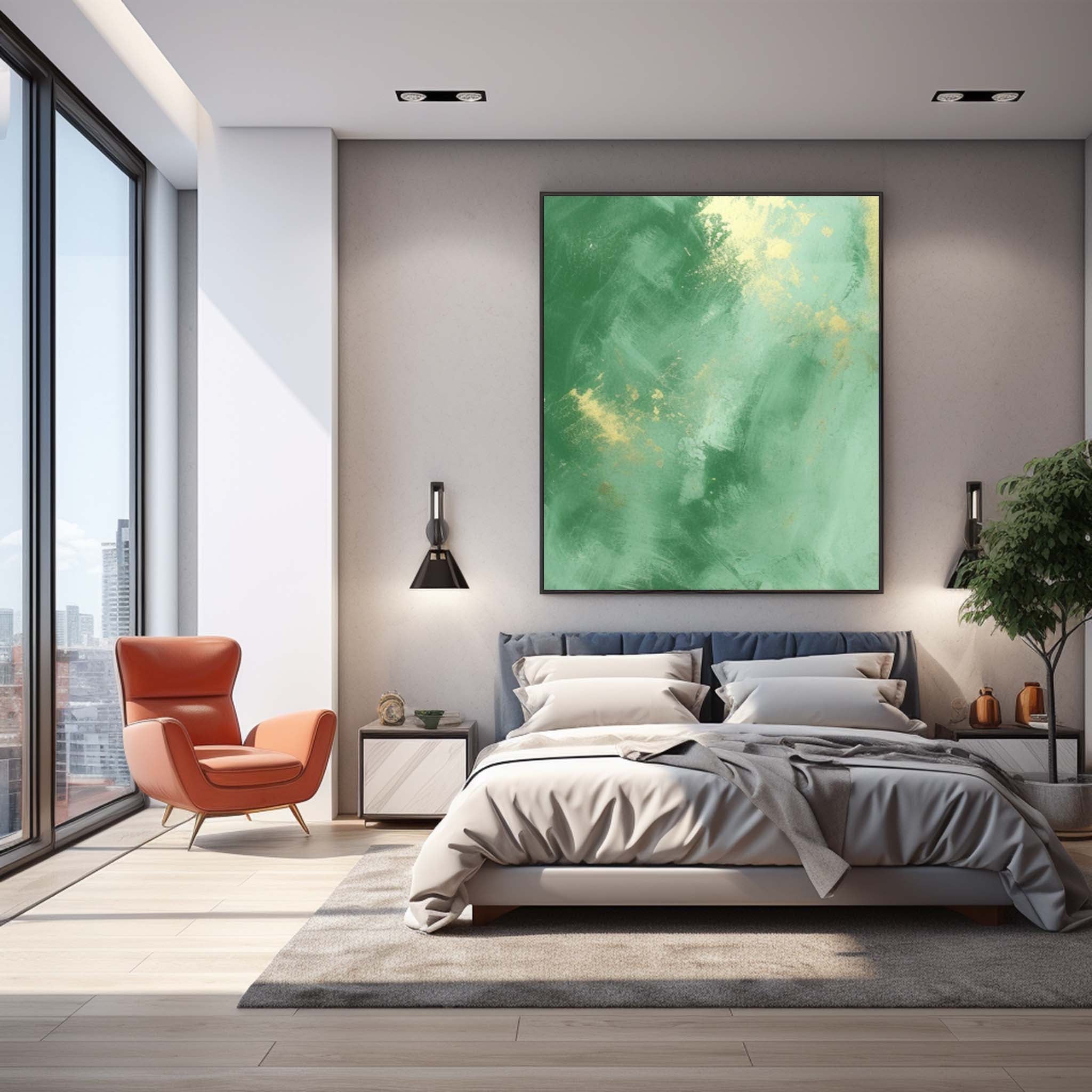 Wall Art Soft Green Abstract Watercolor