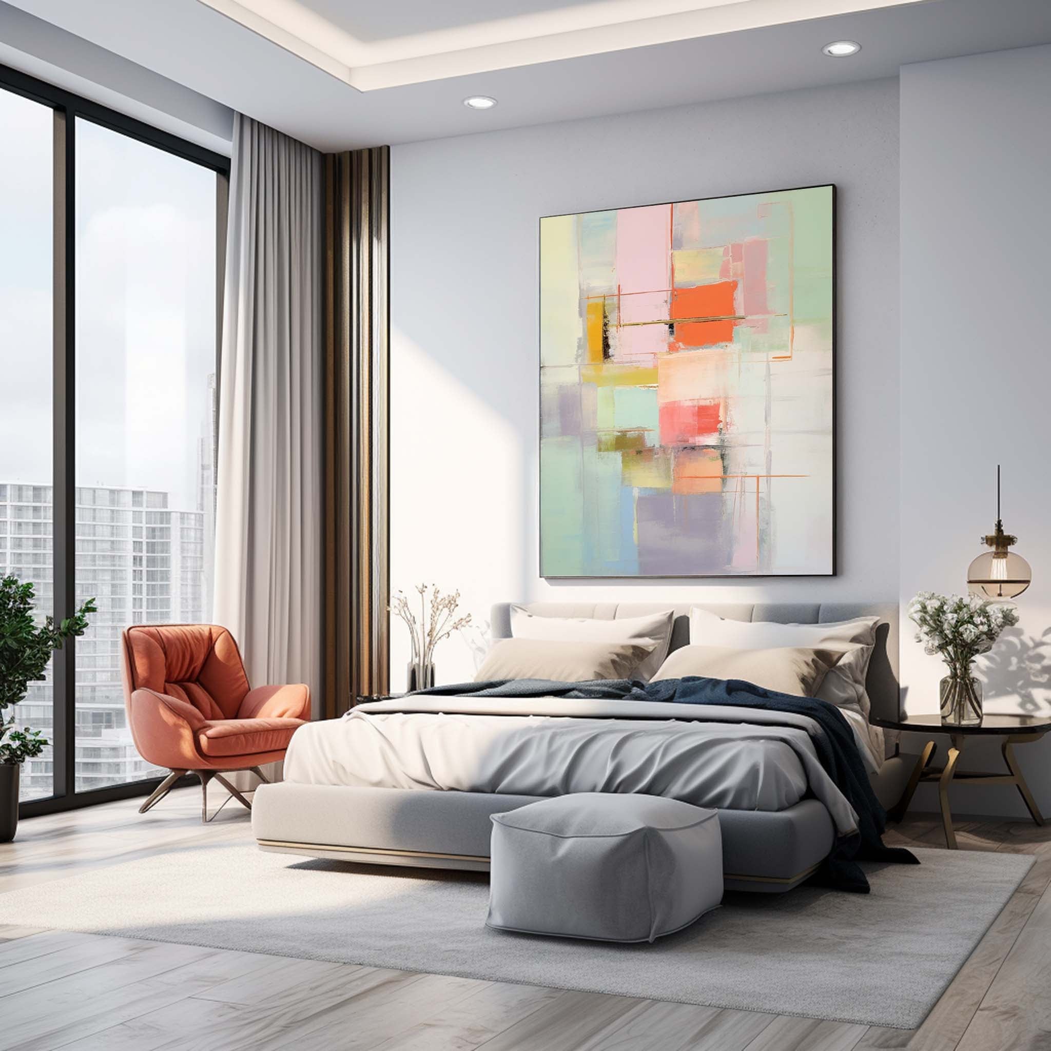 Wall Art Abstract Pastel Geometric Playful