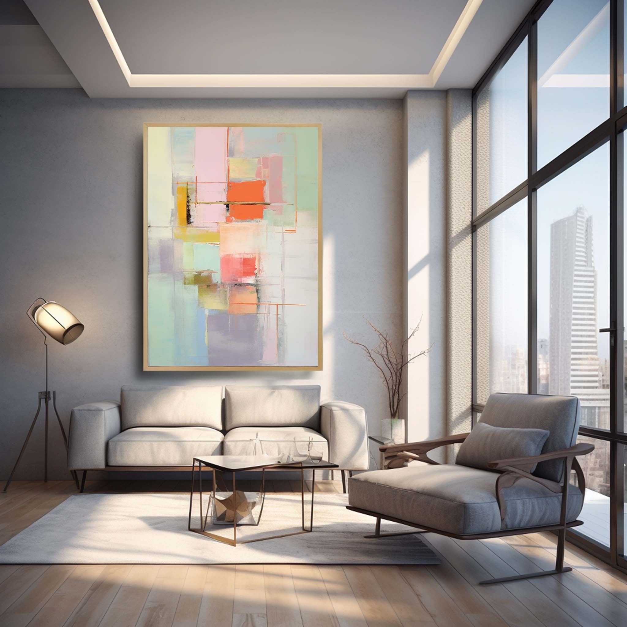 Wall Art Abstract Pastel Geometric Playful