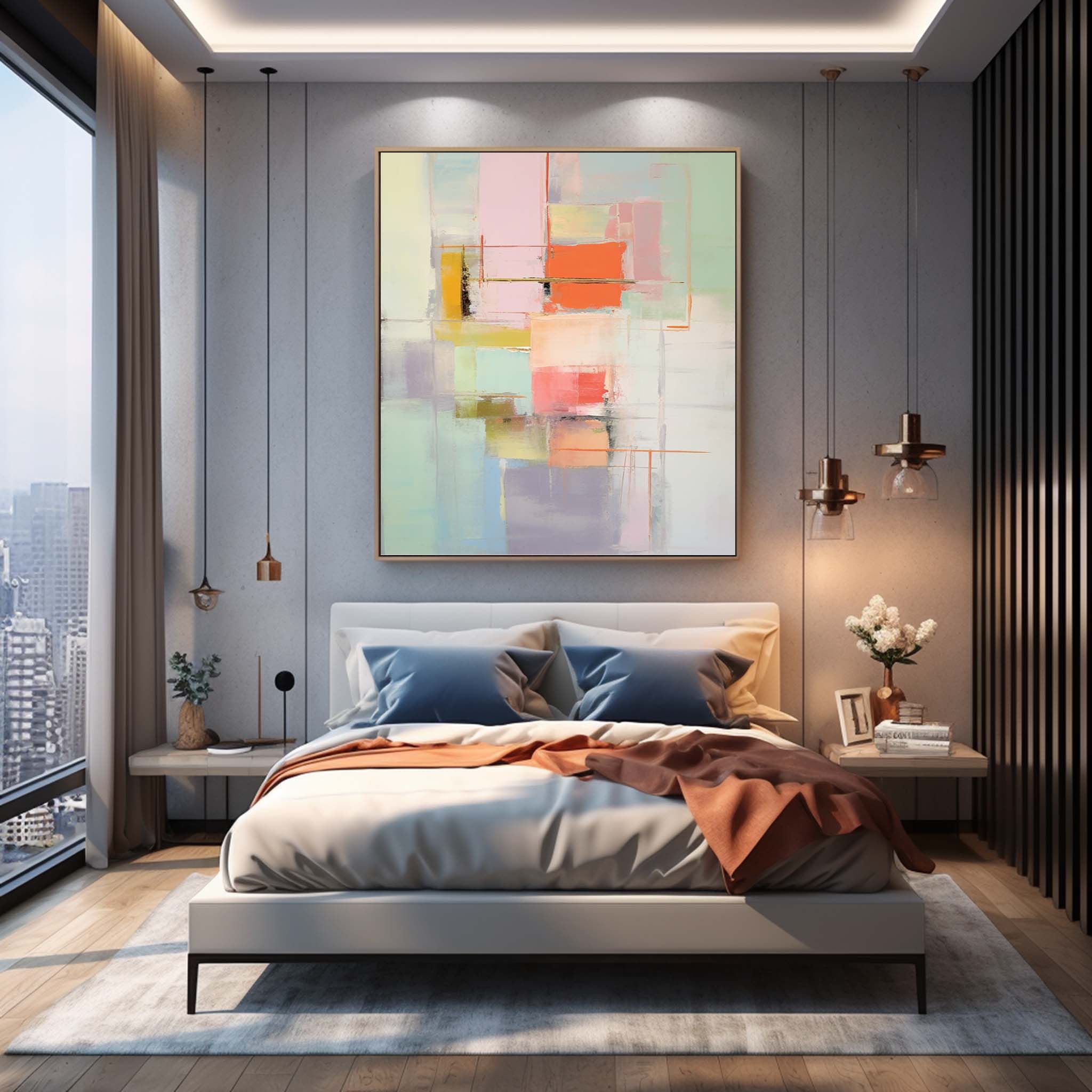 Wall Art Abstract Pastel Geometric Playful