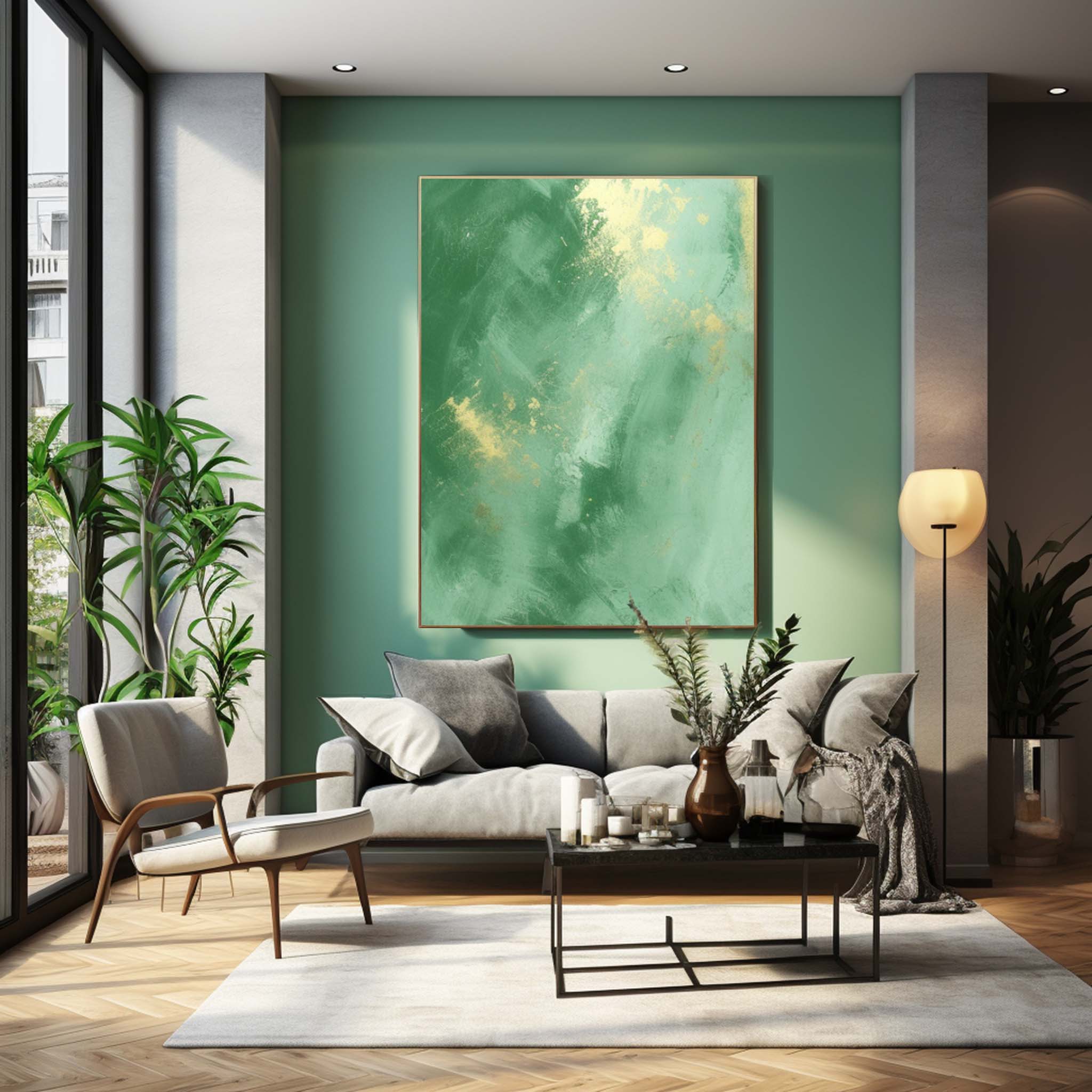 Wall Art Soft Green Abstract Watercolor