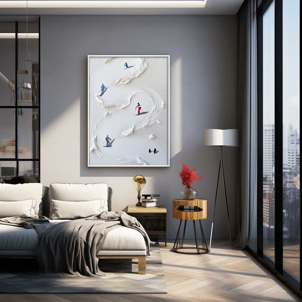 Wall Art Colorful Skiers Abstract Impressionist