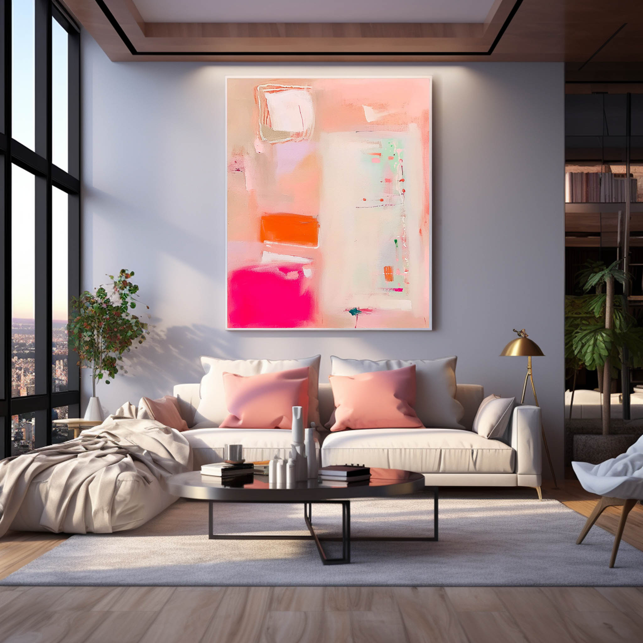 Wall Art Soft Pastel Abstract Impasto Minimalist