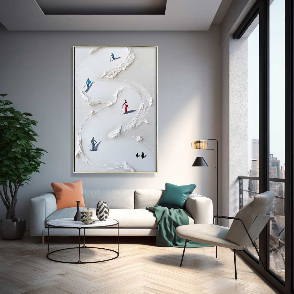 Wall Art Colorful Skiers Abstract Impressionist