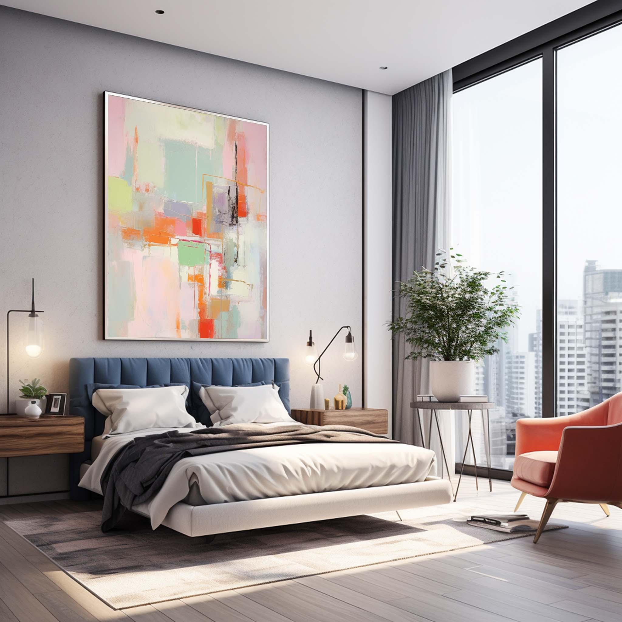 Wall Art Abstract Pastel Geometric Layer