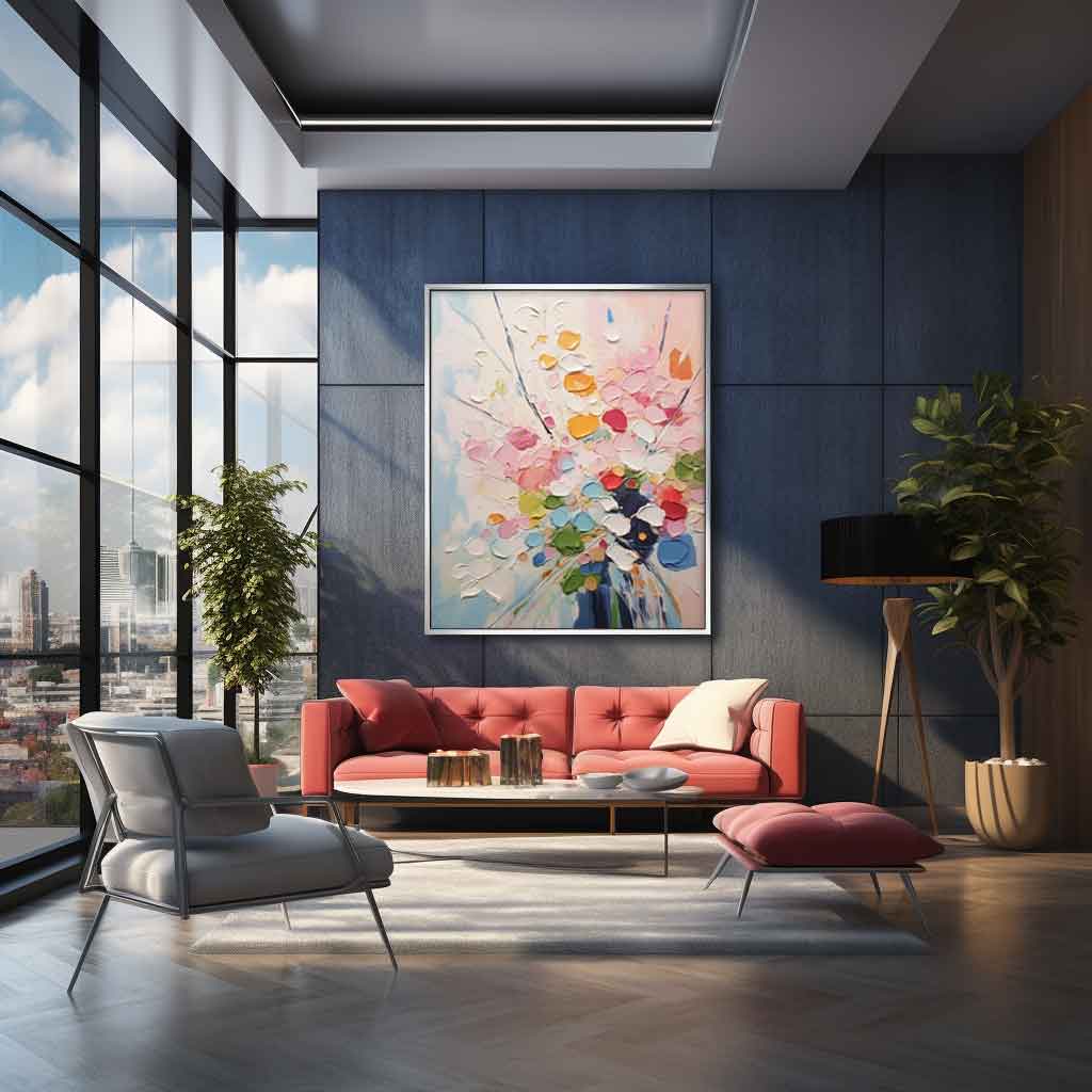 Wall Art Vibrant Multicolored Abstract Flower Bouquet