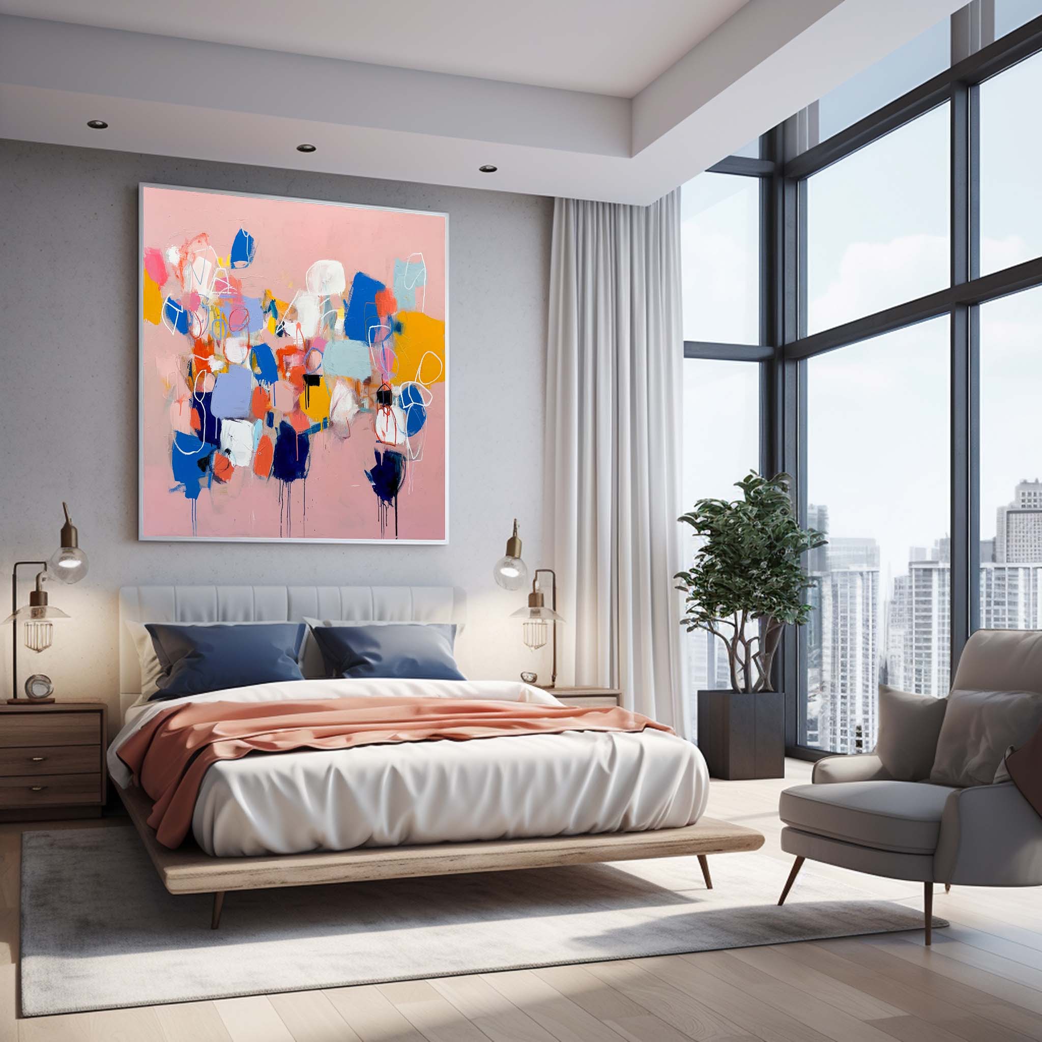 Wall Art Painterly Abstract Impasto Block