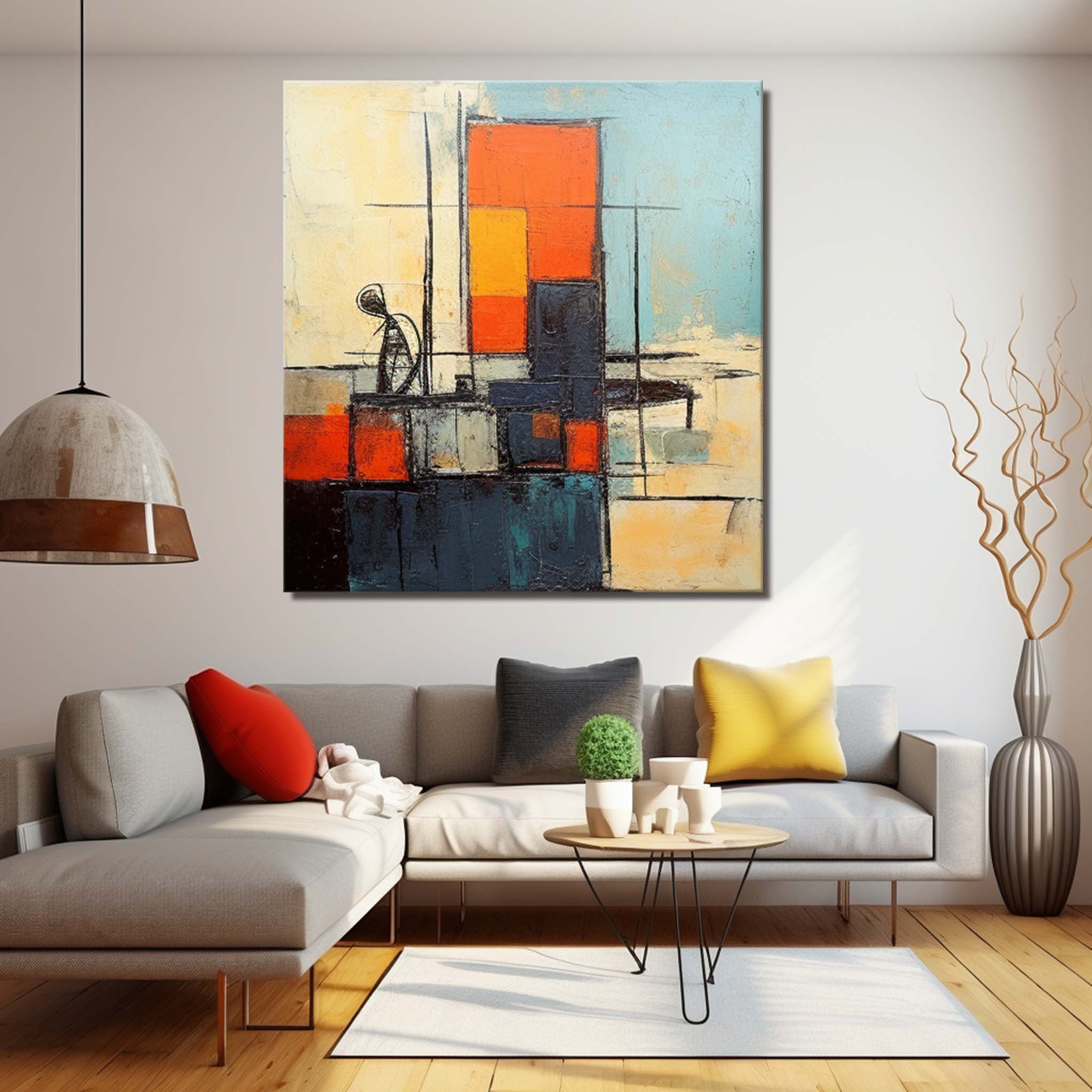Wall Art Retro Abstract Geometric Linear