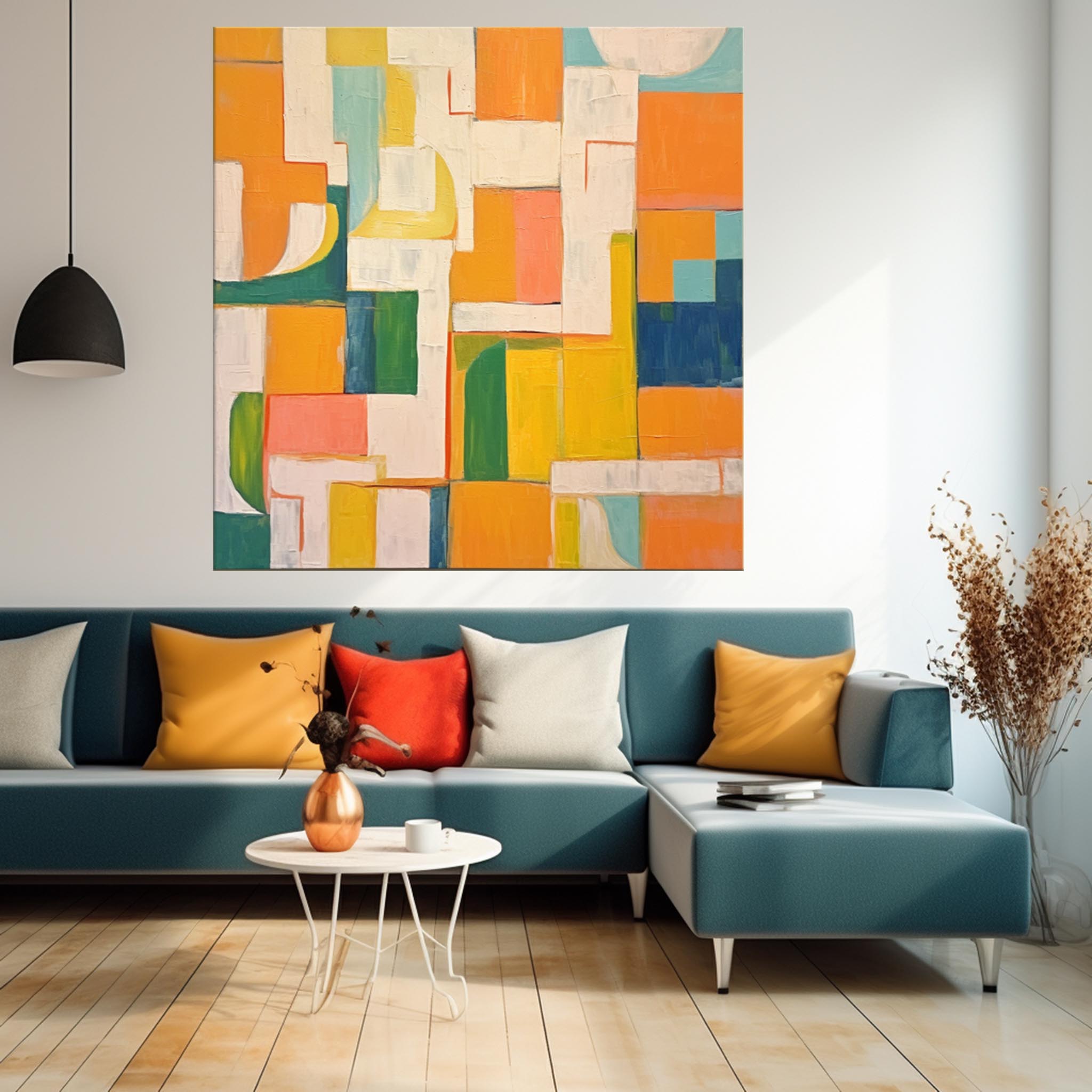 Wall Art Abstract Painterly Patchwork Geometric