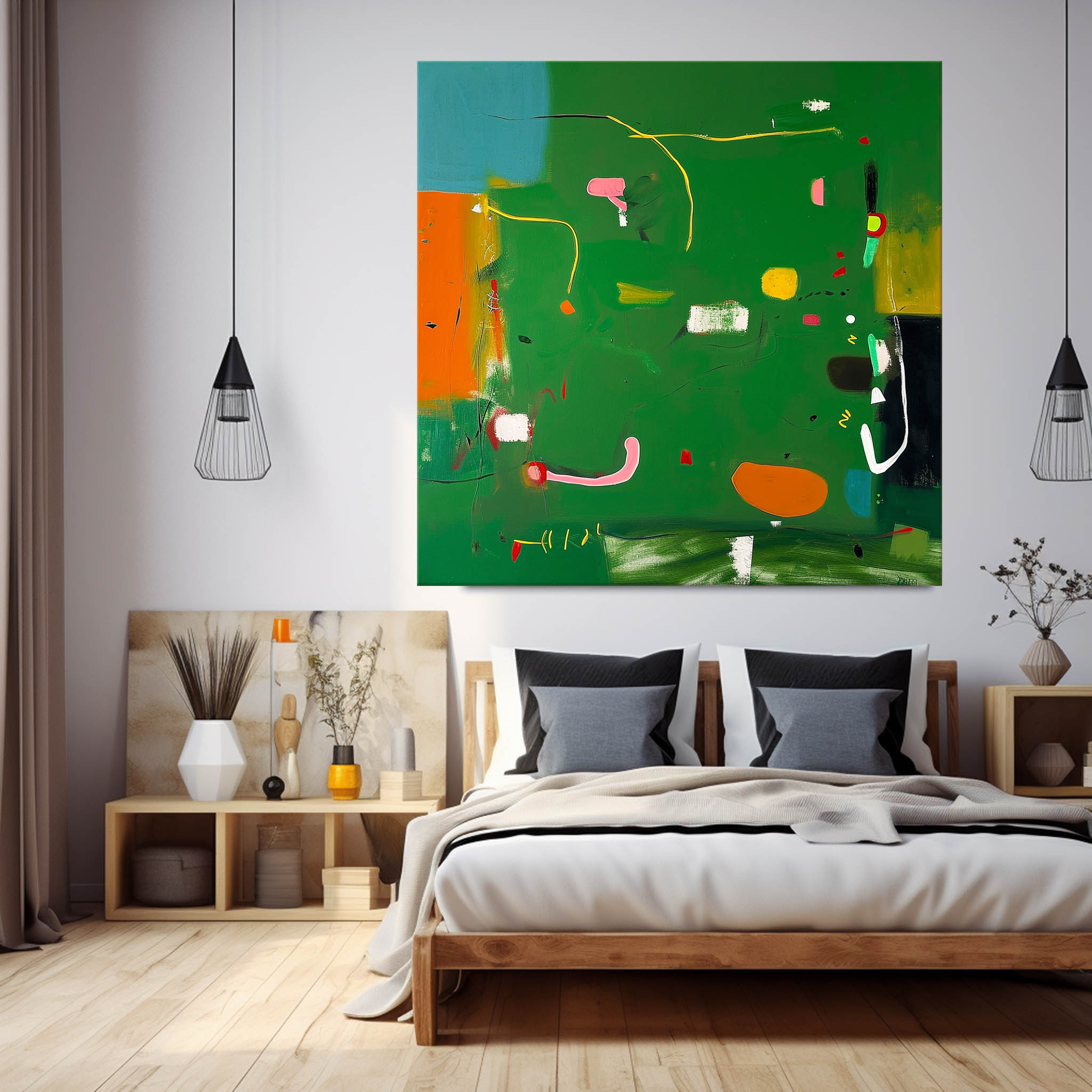 Wall Art Vibrant Green Abstract Lively