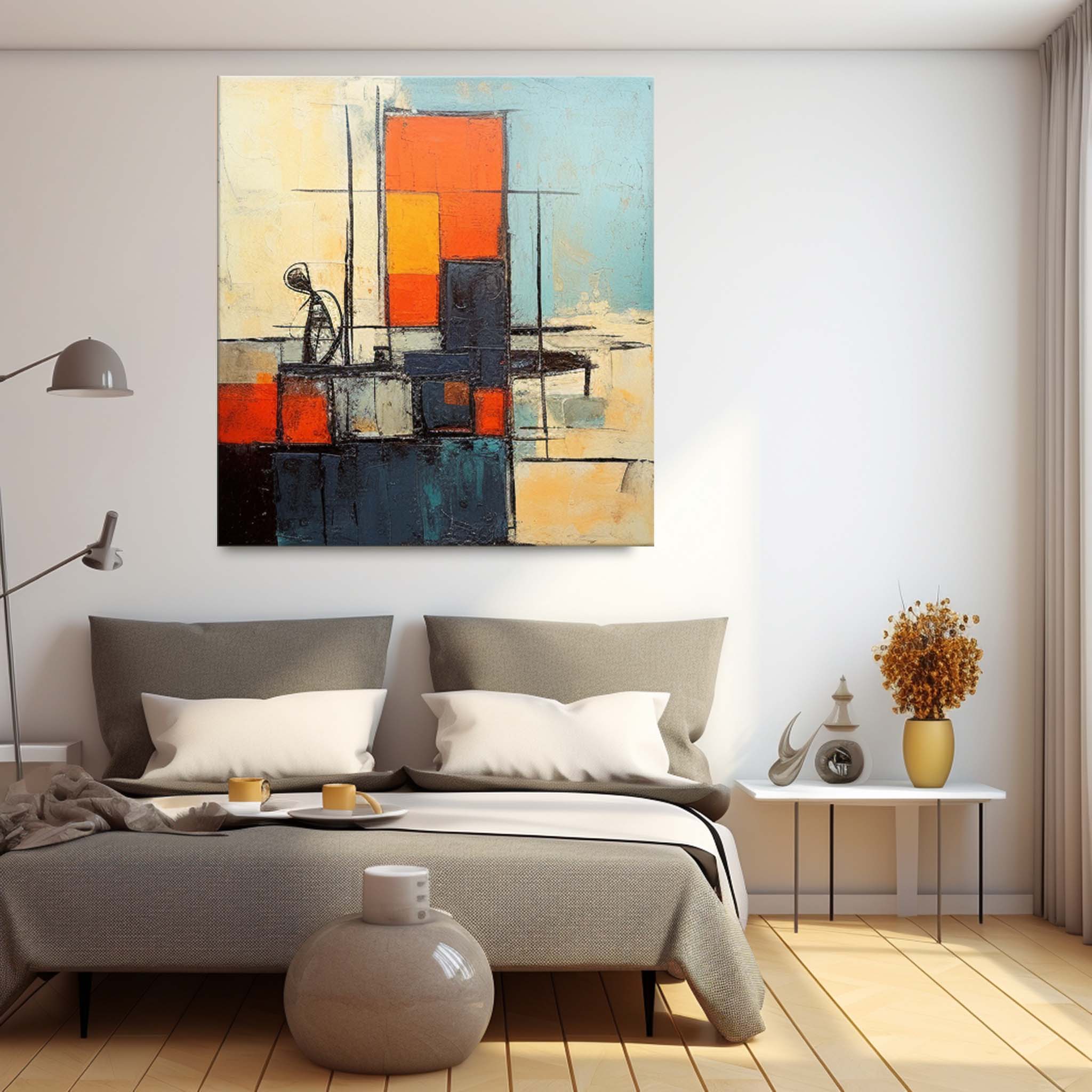 Wall Art Retro Abstract Geometric Linear