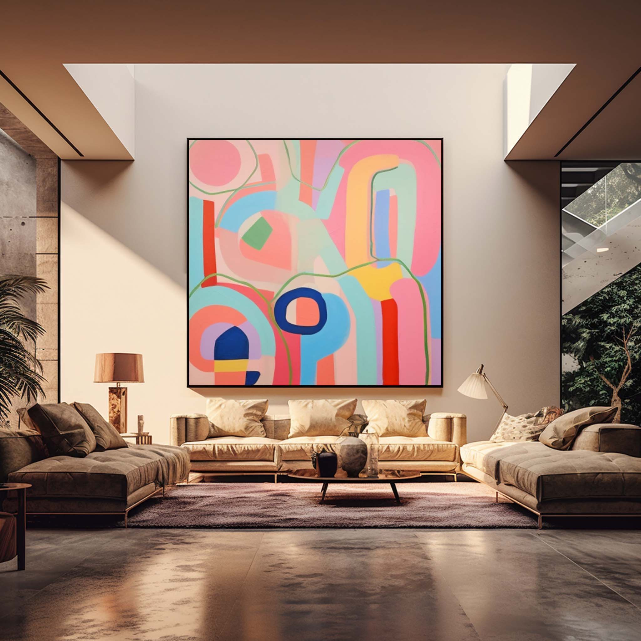 Wall Art Geometric Abstract Pastel Color Playful