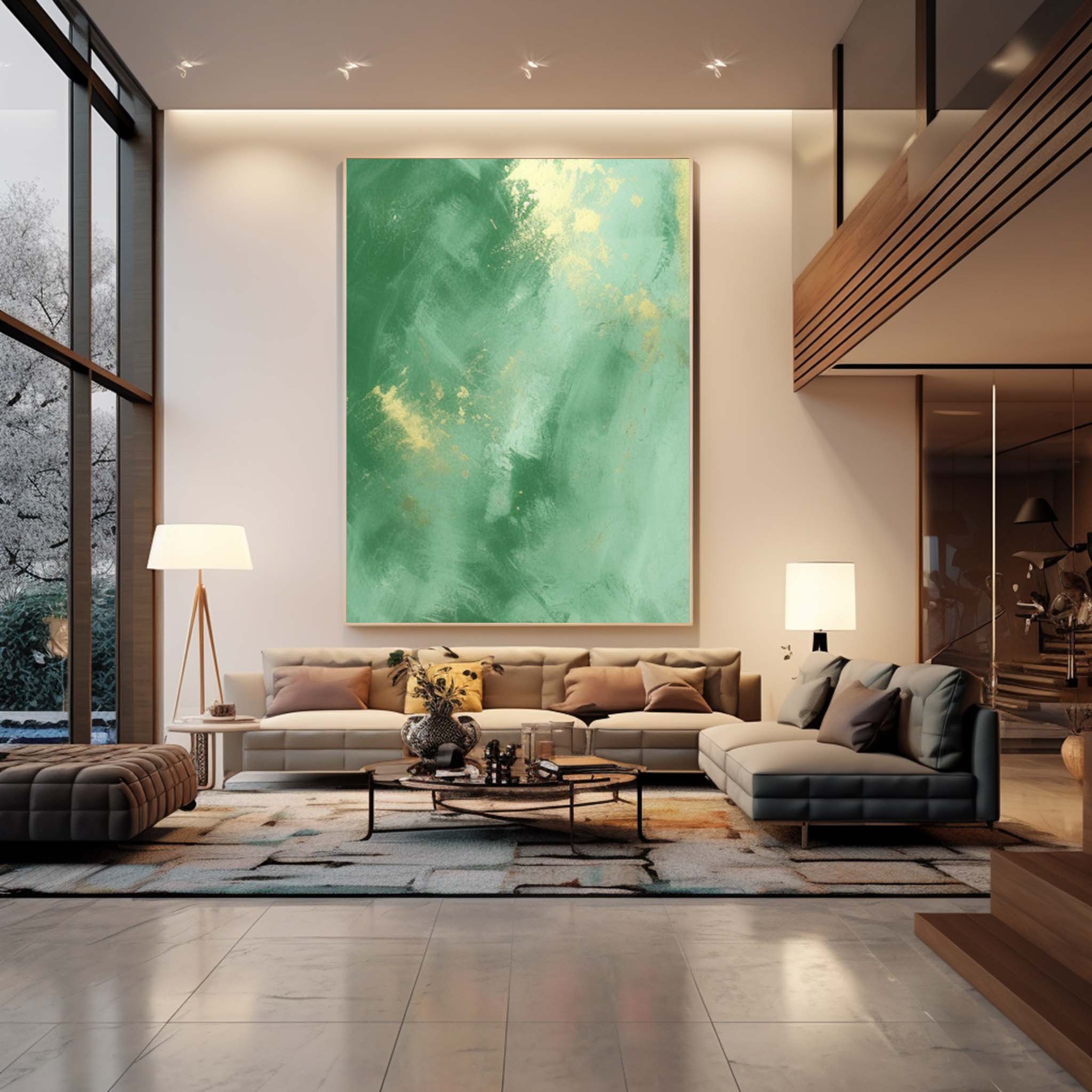 Wall Art Soft Green Abstract Watercolor
