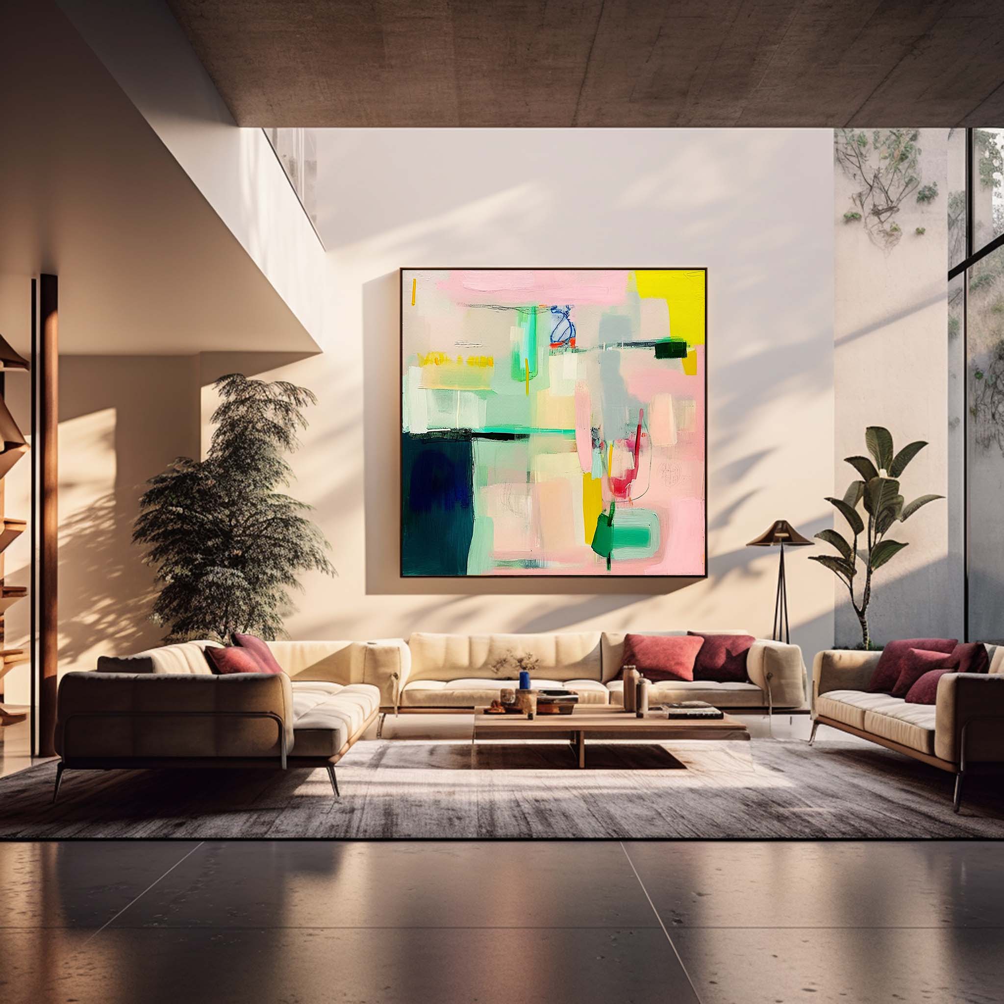 Wall Art Pastel Color Block Decor Abstract