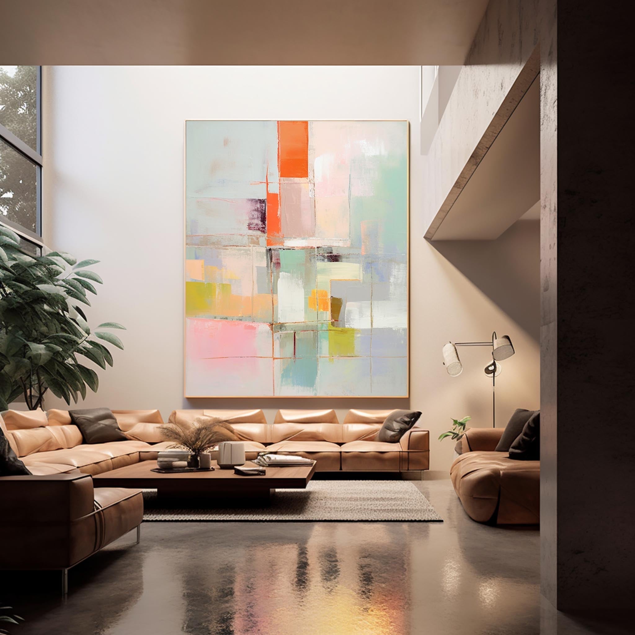 Wall Art Layer Abstract Soft Multicolor