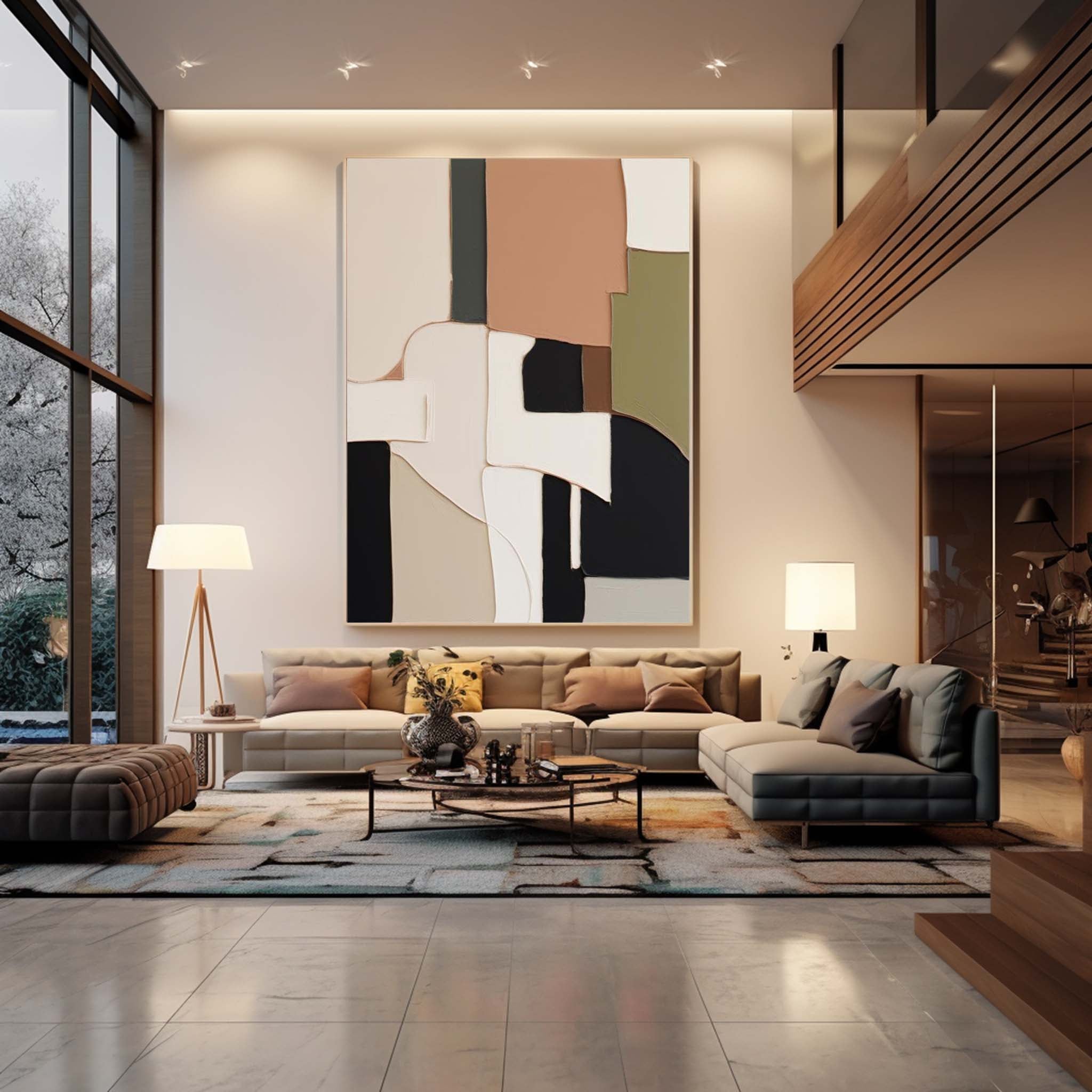 Wall Art Serene Abstract Geometric Block