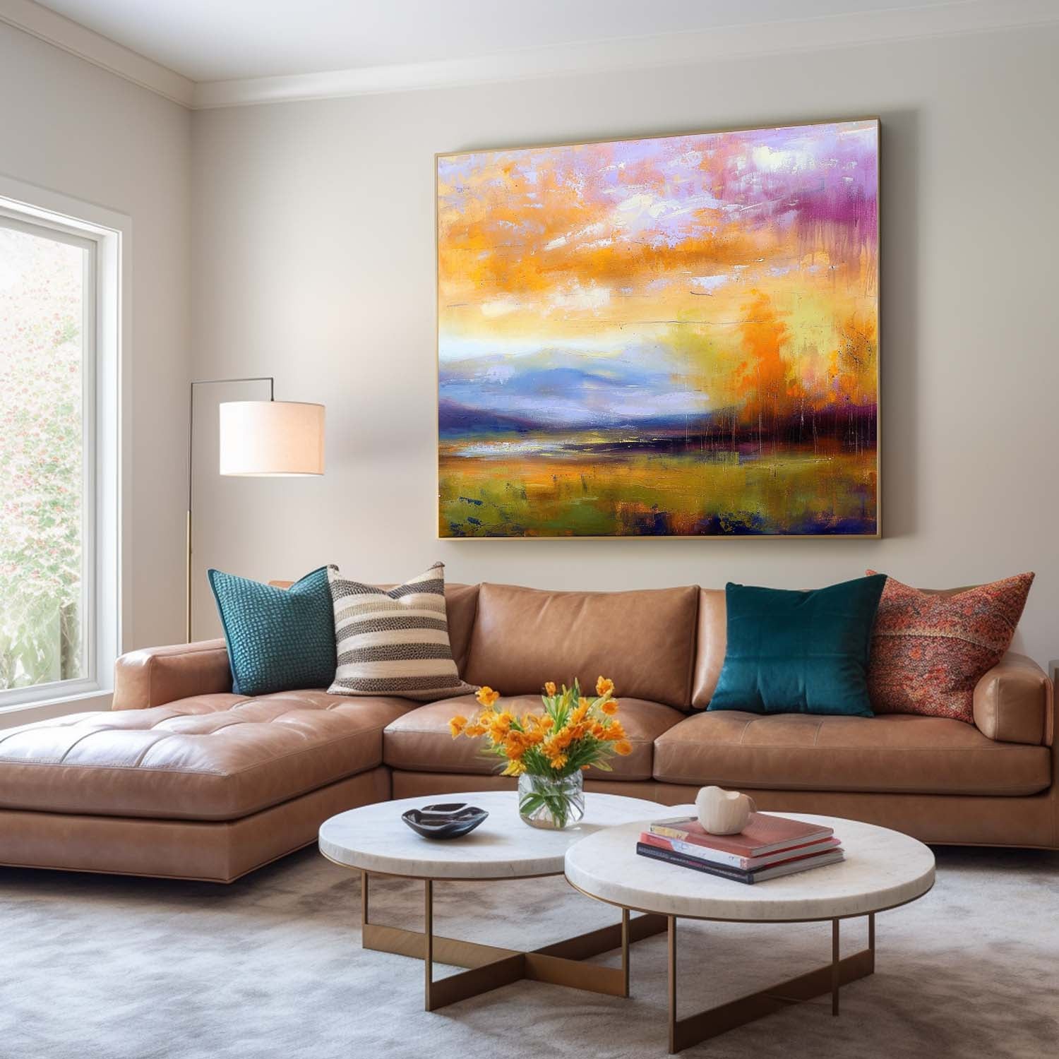 Wall Art Abstract Blending Soft Fresh Lake