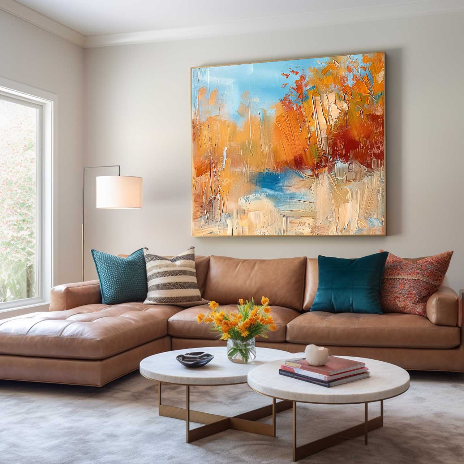 Wall Art Abstract Decor Landscape Impasto Autumn