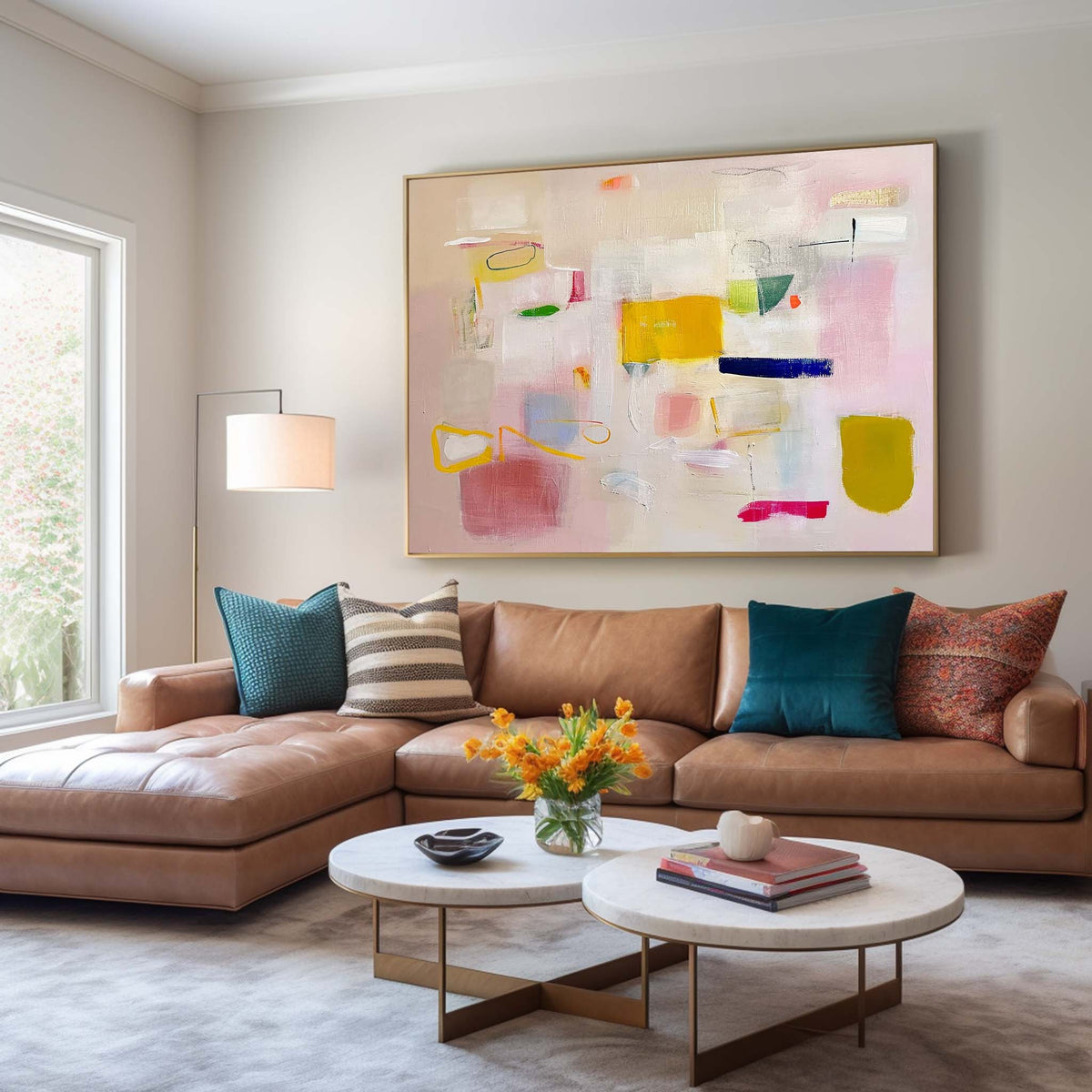 Wall Art Abstract Soft Cream Macaron Color Block