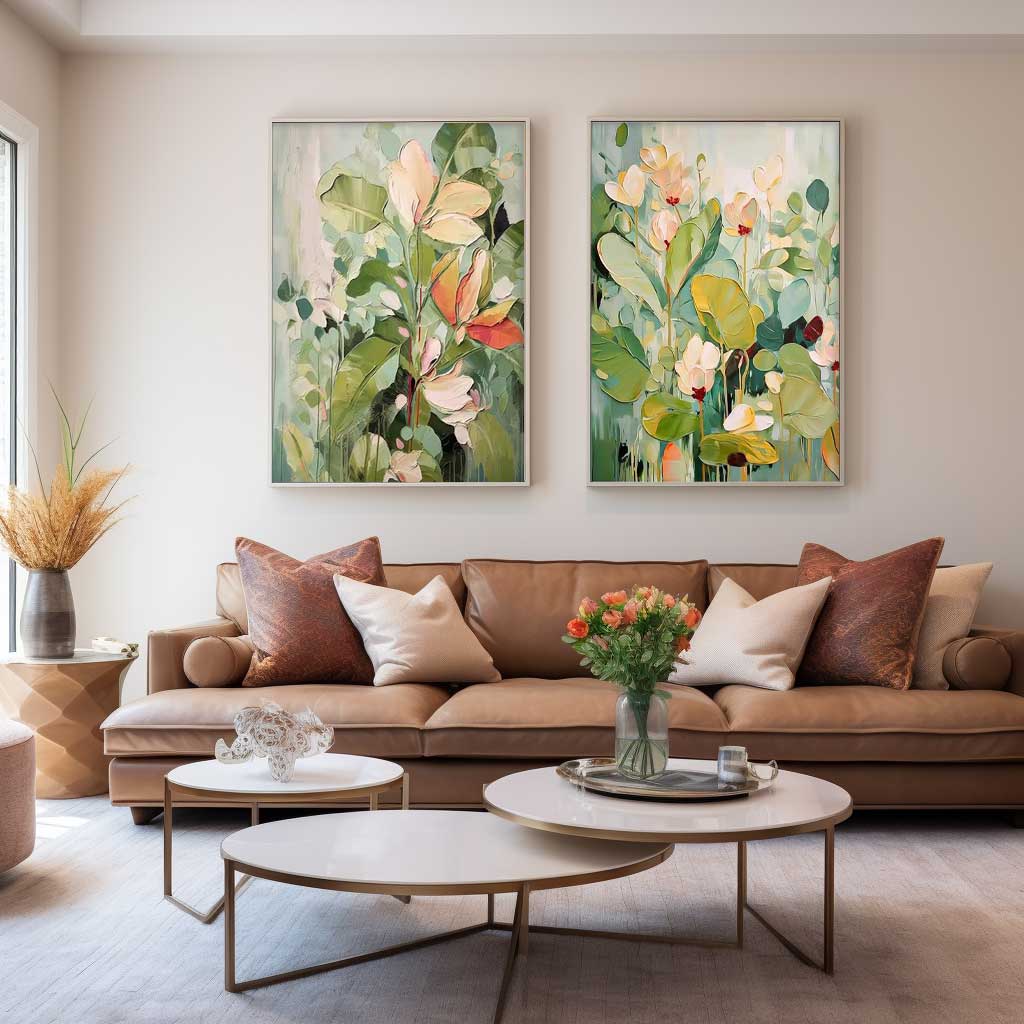 Abstract Muted Green Floral Fragments