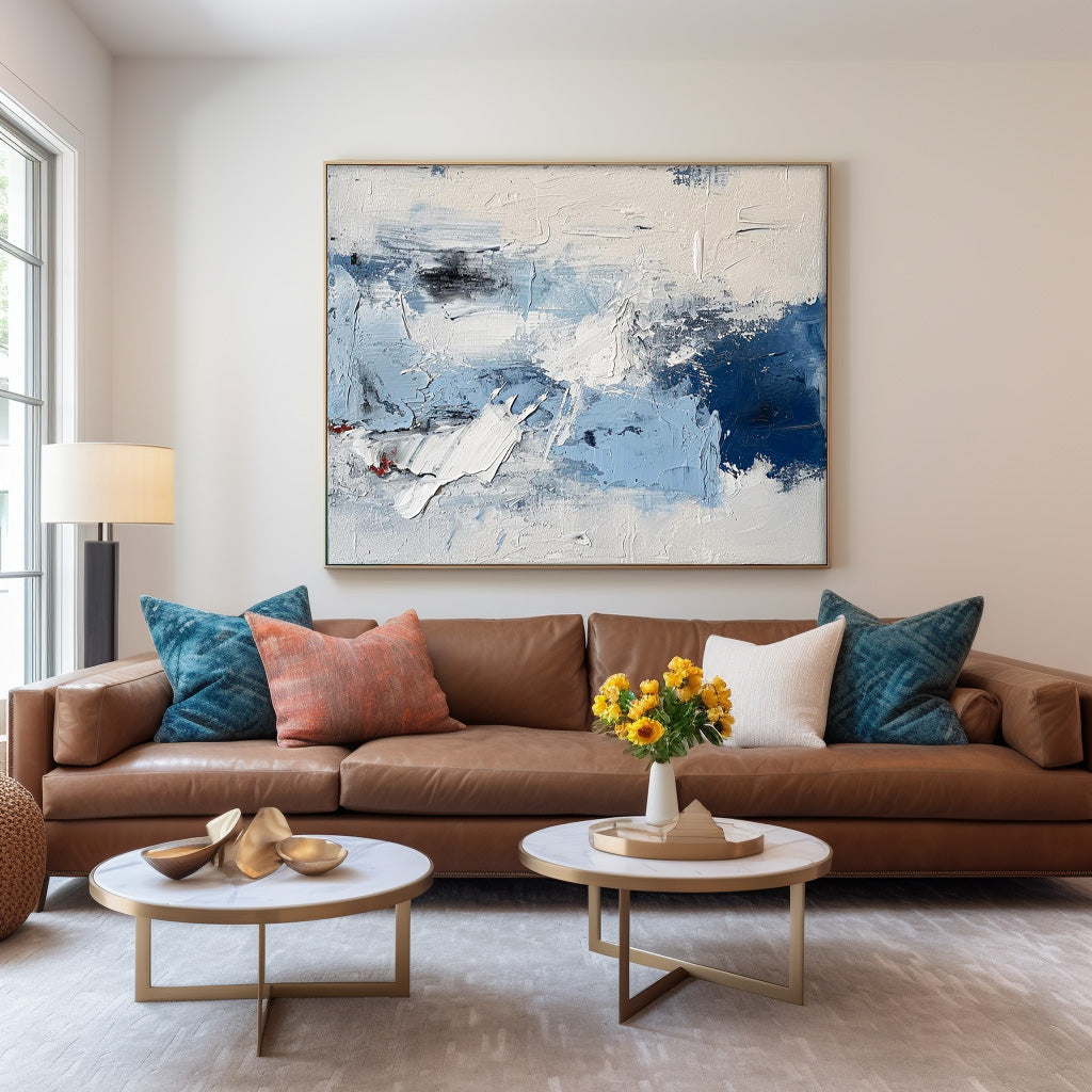 Wall Art Abstract Painterly Blue Impasto Modern