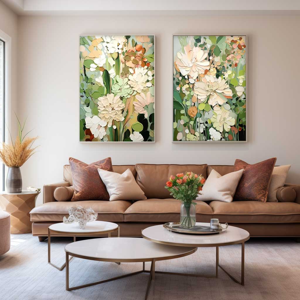 Wall Art Two Piece Pastel Wild Botanical Floral