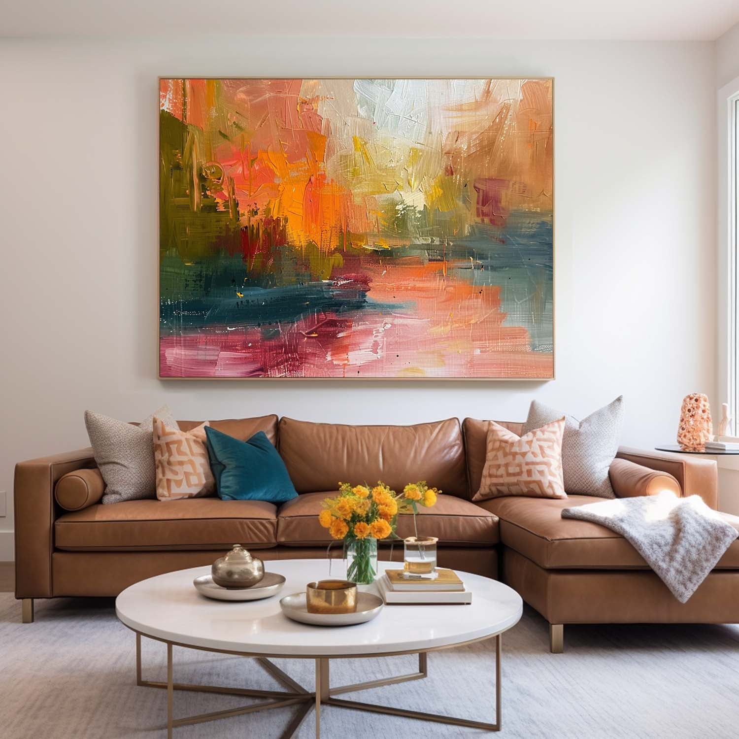 Wall Art Abstract Impasto Autumn Landscape Warm