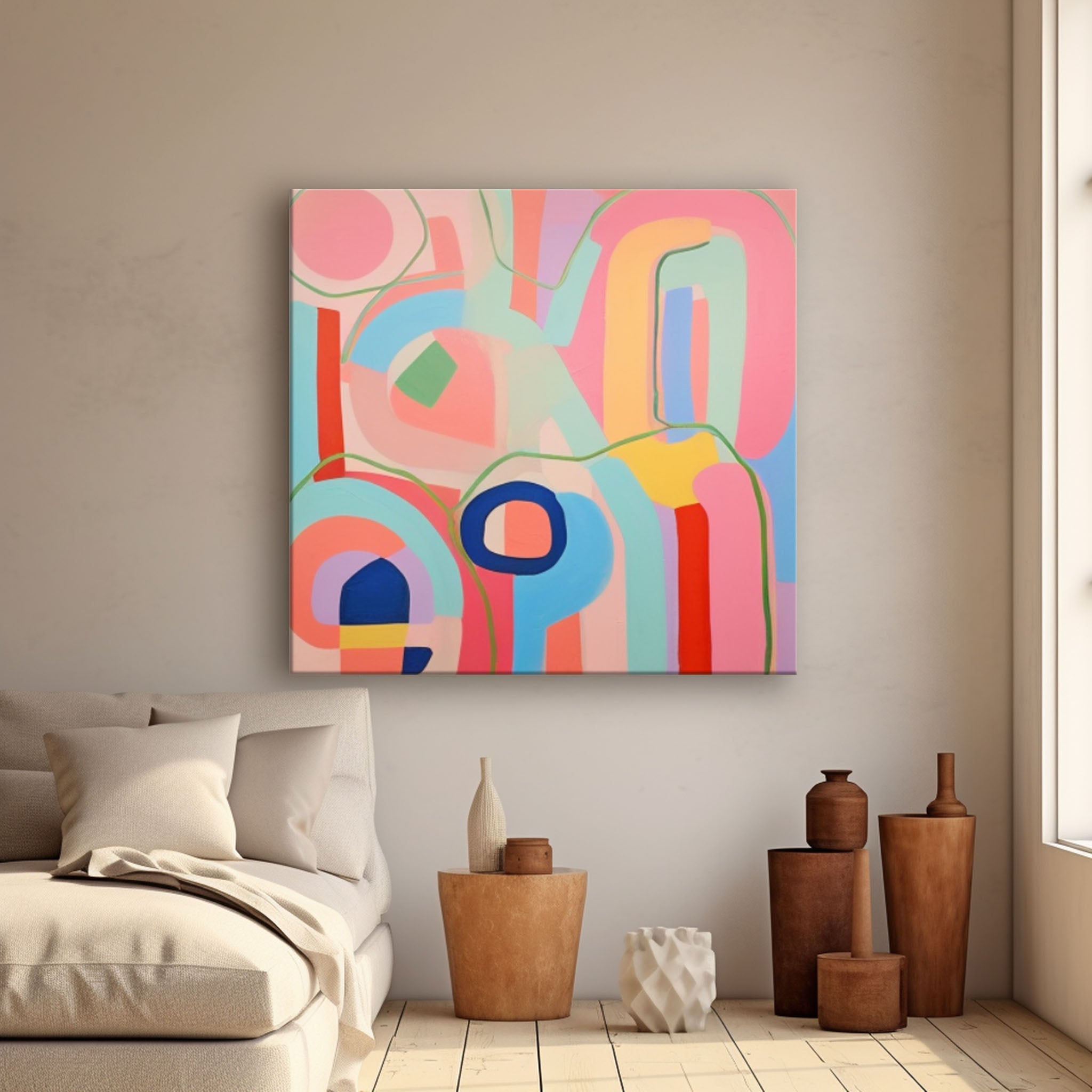 Wall Art Geometric Abstract Pastel Color Playful