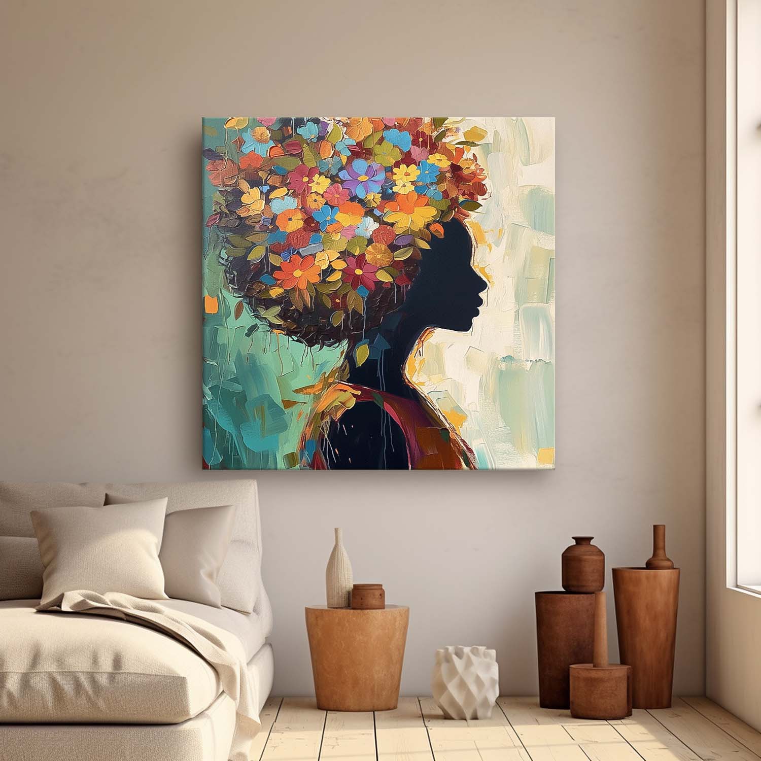 Wall Art People Dense Floral Scene Modern